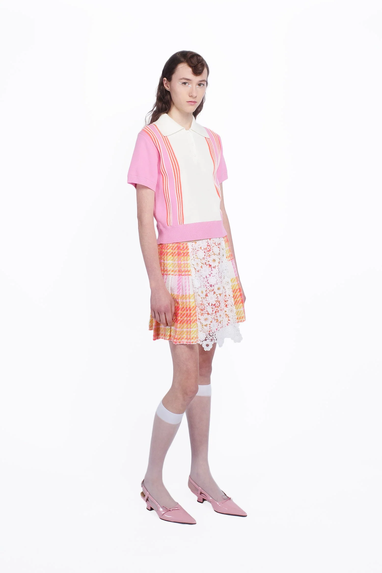 Amalfi Polo Knit Short Sleeve Top - Pink - Image 6