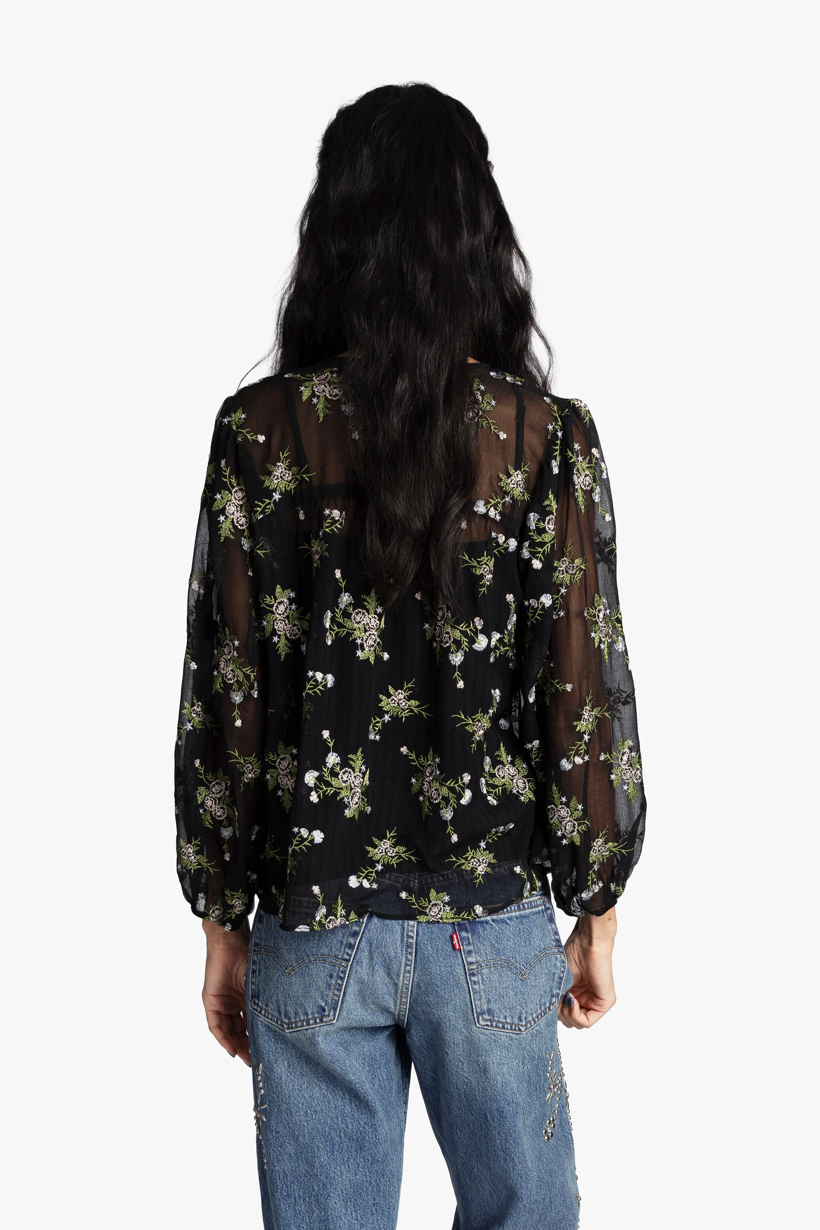 Bluebell Embroidered Chiffon Blouse - Image 4