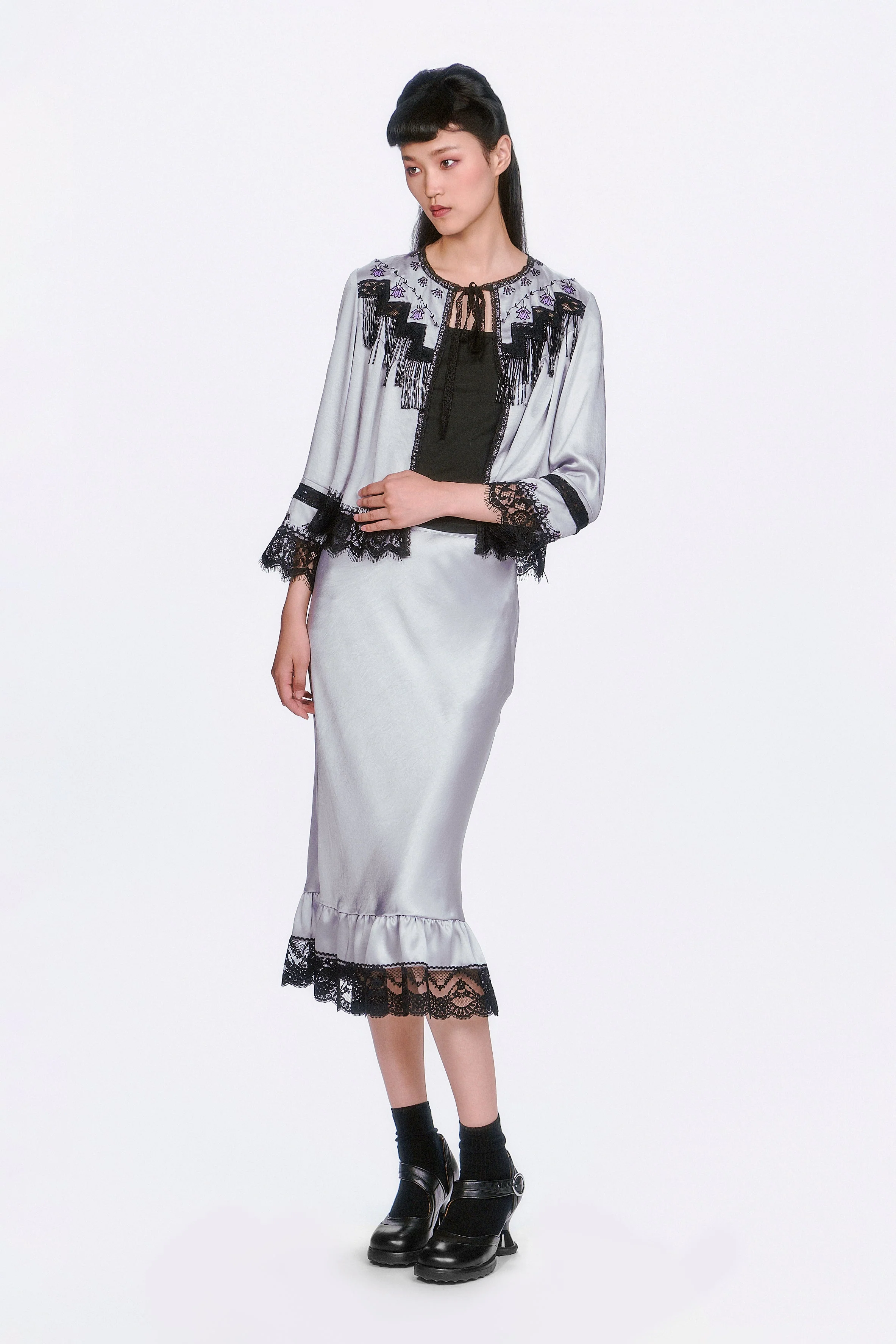 Boudoir Satin Lace Skirt - Image 2