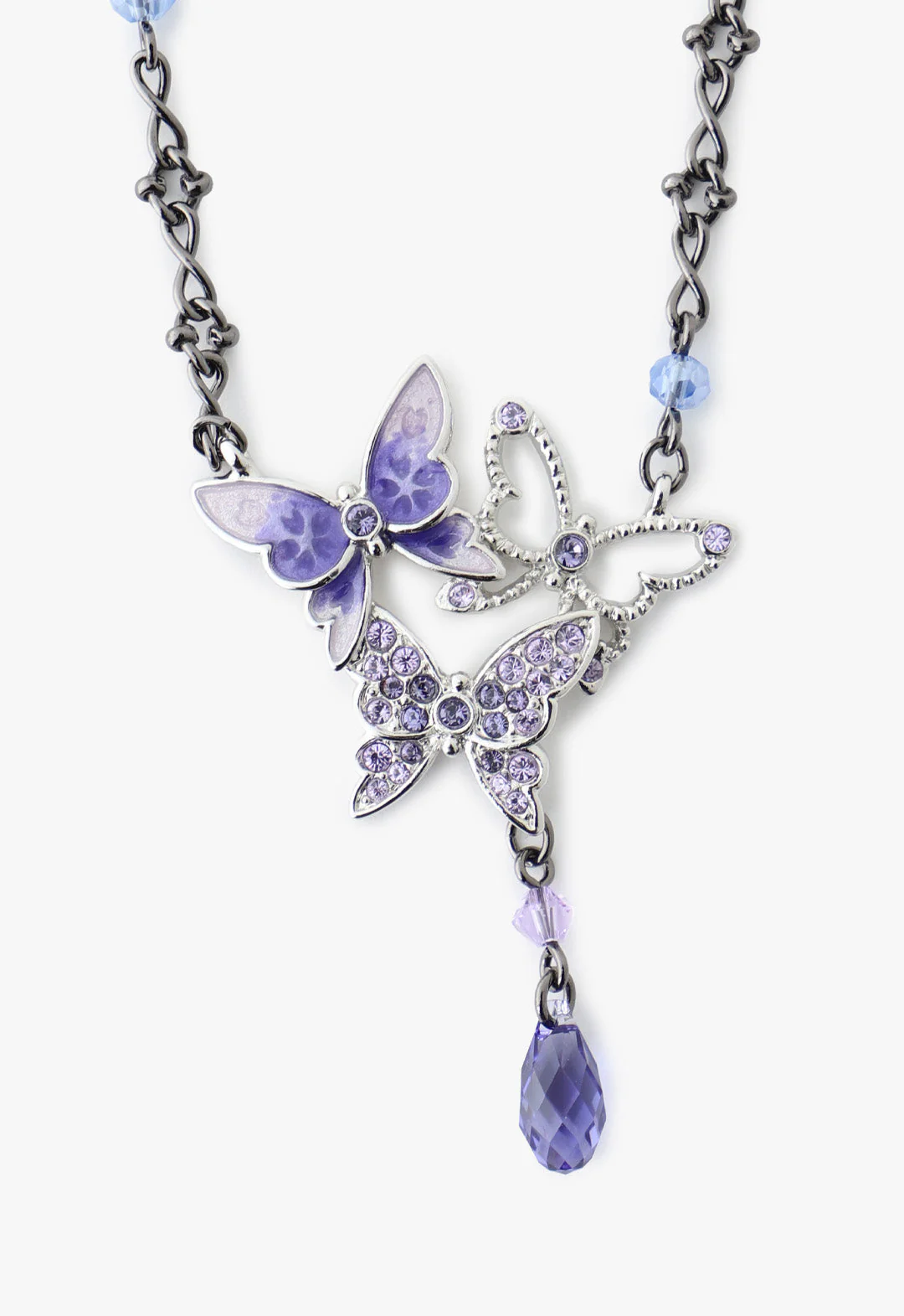 Bejeweled Butterfly Princess Necklace - Violet Gunmetal - Image 2