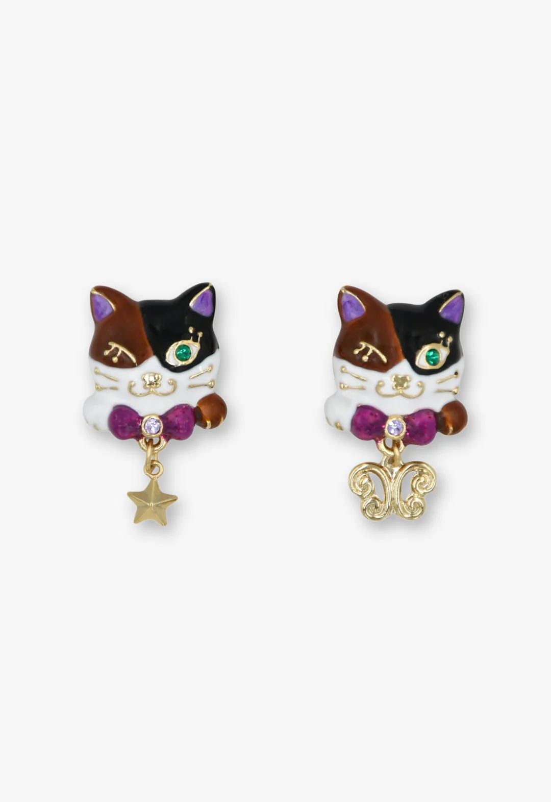 Wink & Wish Calico Cat Stud Earrings