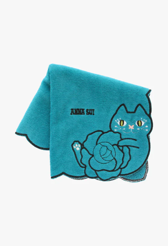 Cat Embroidery Rose Washcloth