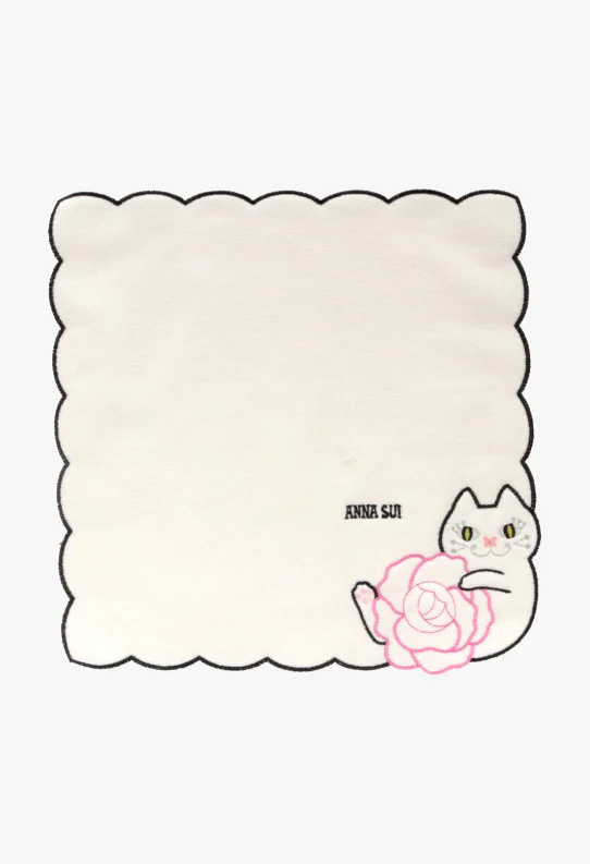 Cat Embroidery Rose Washcloth - Image 4