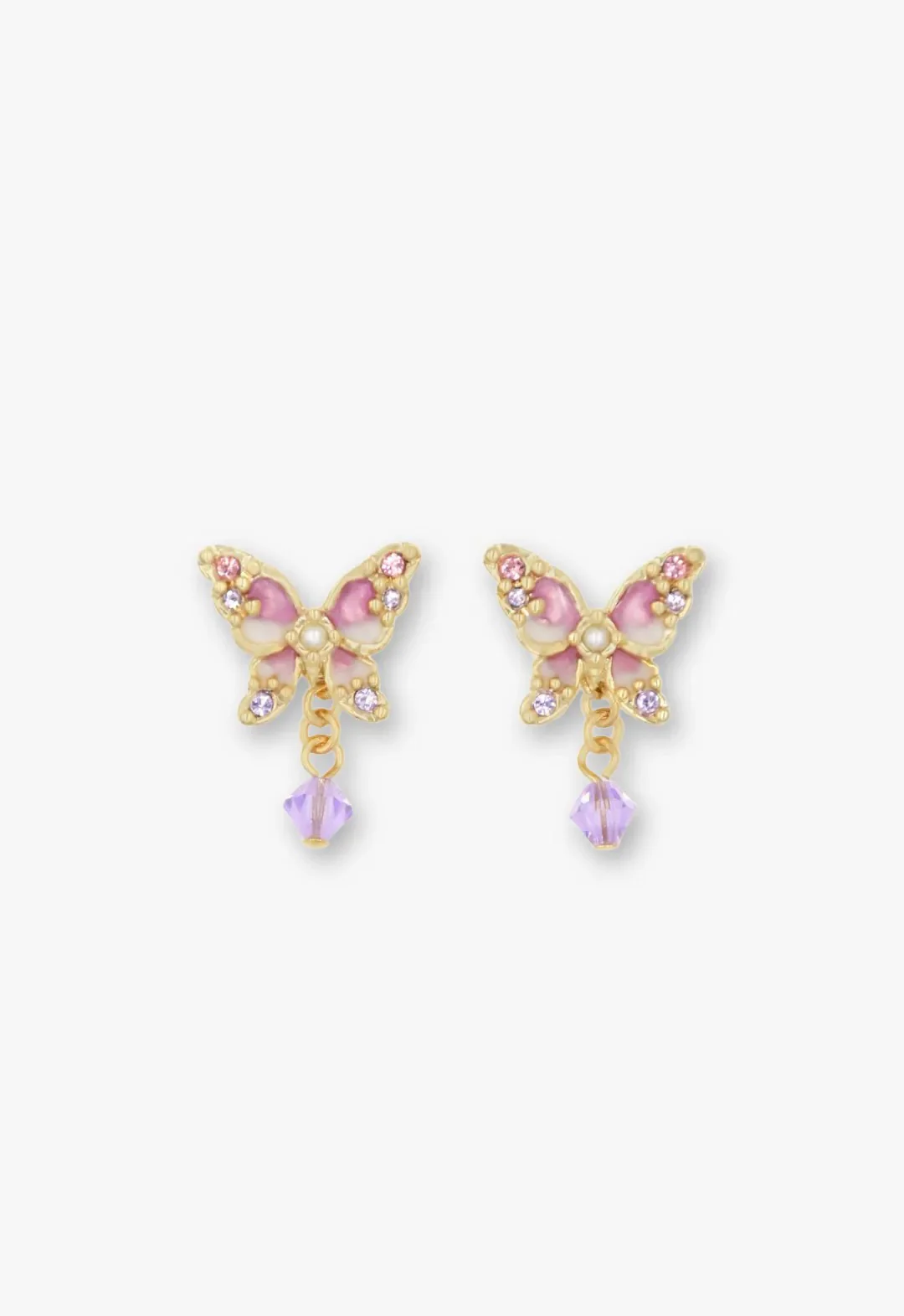 Shining Butterfly Earrings - Pink Gold