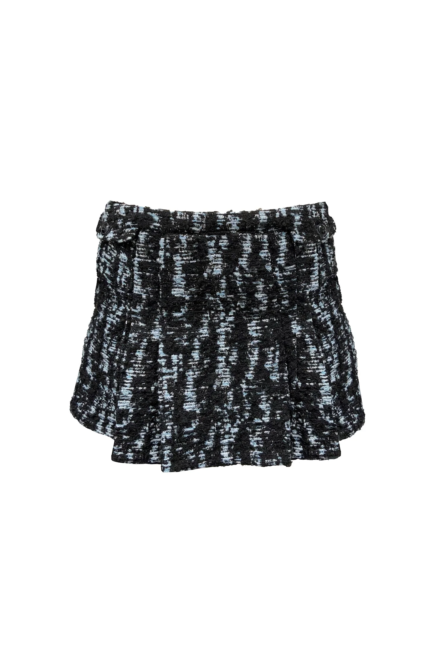 Cornflower Tweed Pleated Mini Skirt - Image 7