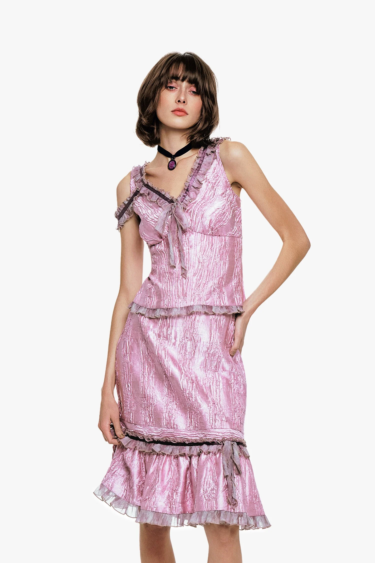 Crushed Satin Bow Top