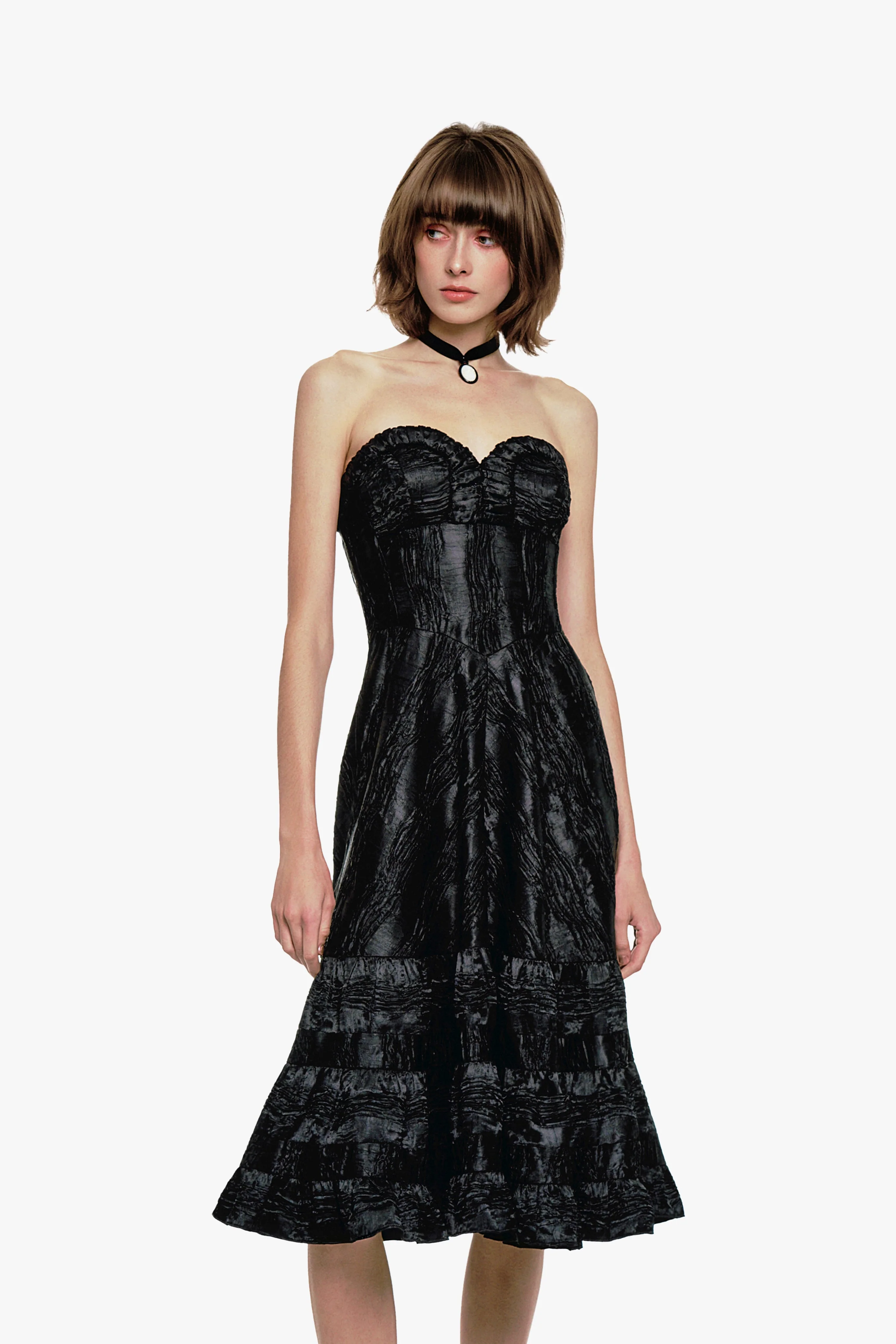 Crushed Satin Sweetheart Dress