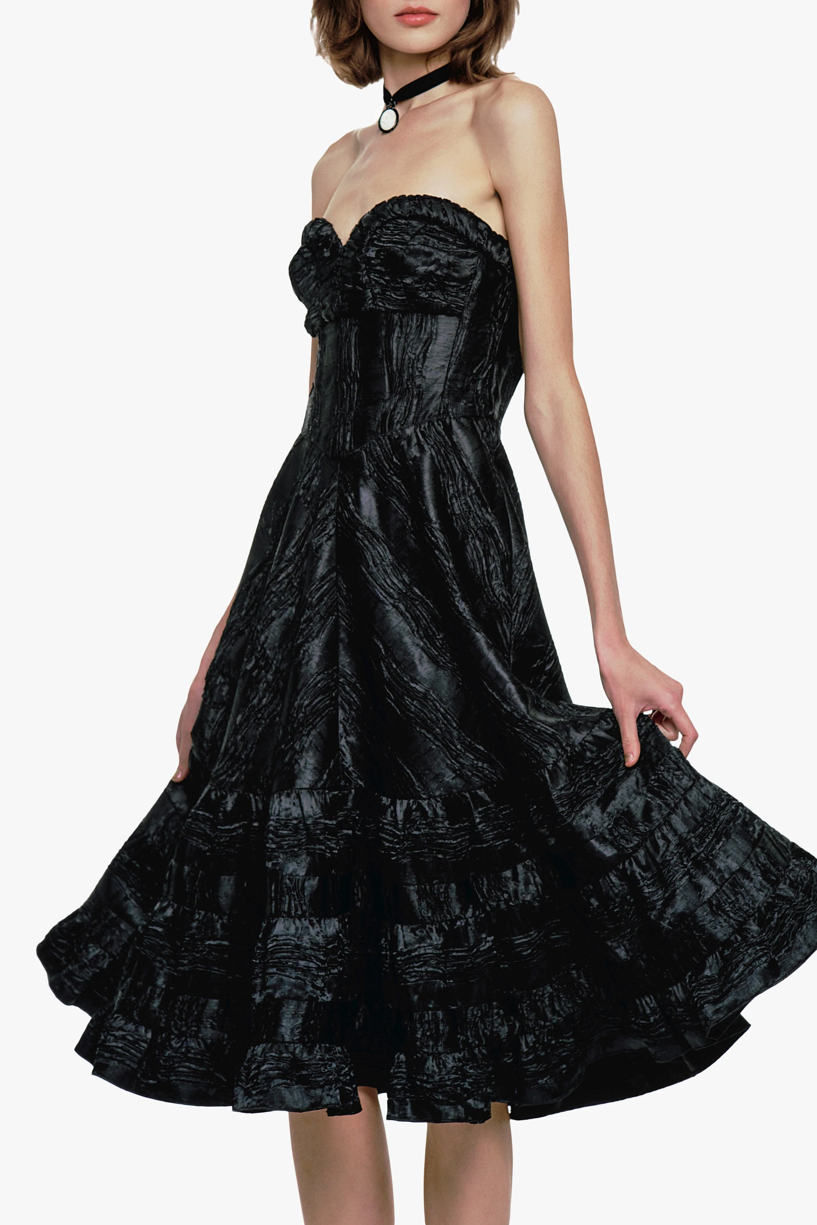 Crushed Satin Sweetheart Dress - Image 2