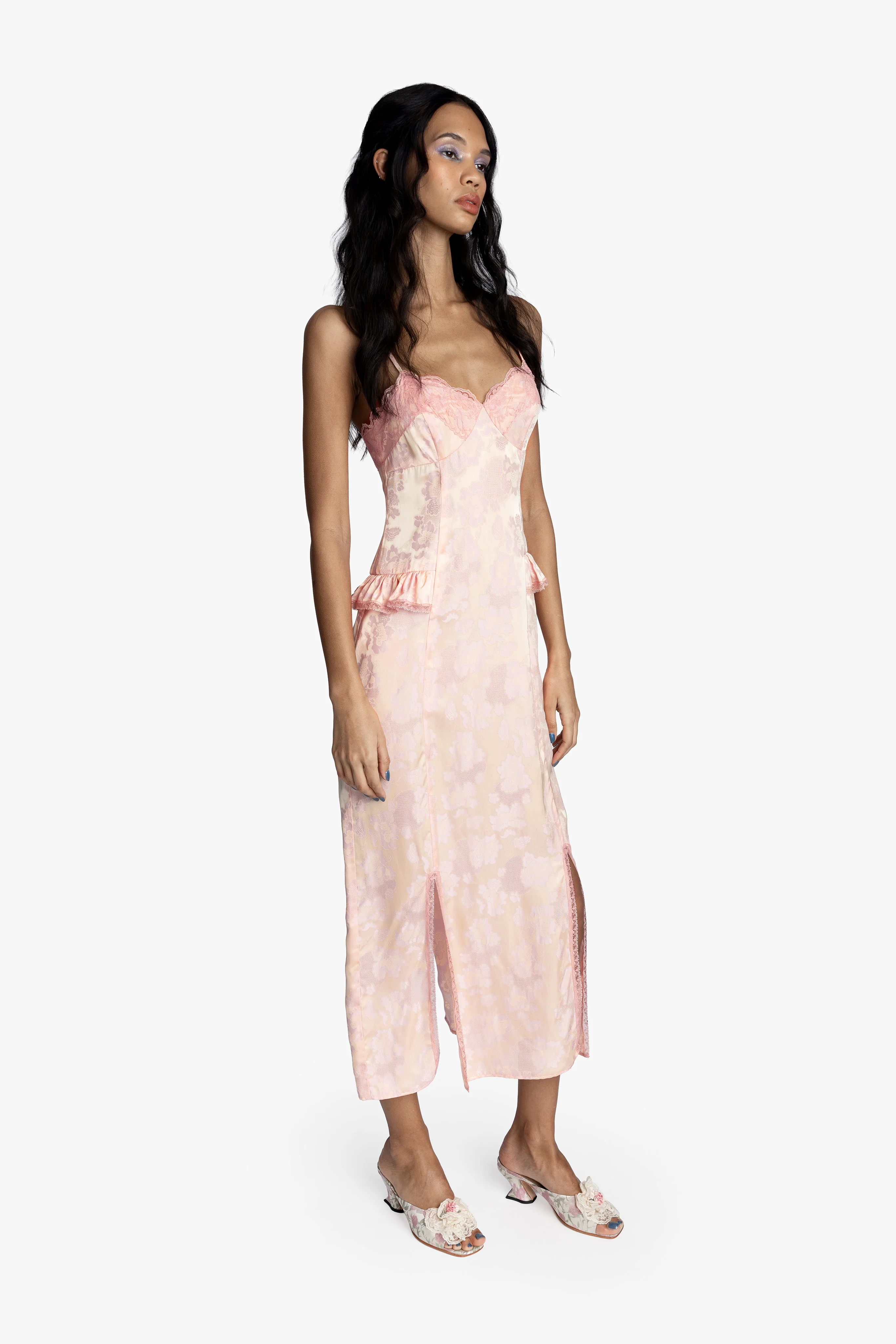 Damask Rose Brocade Slip Dress - Image 3