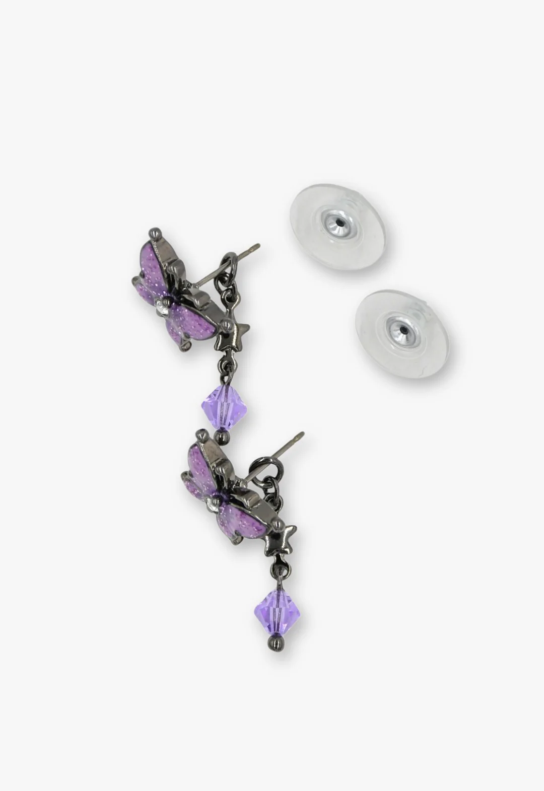 Twilight Gothic Butterfly Earrings - Gunmetal - Image 5