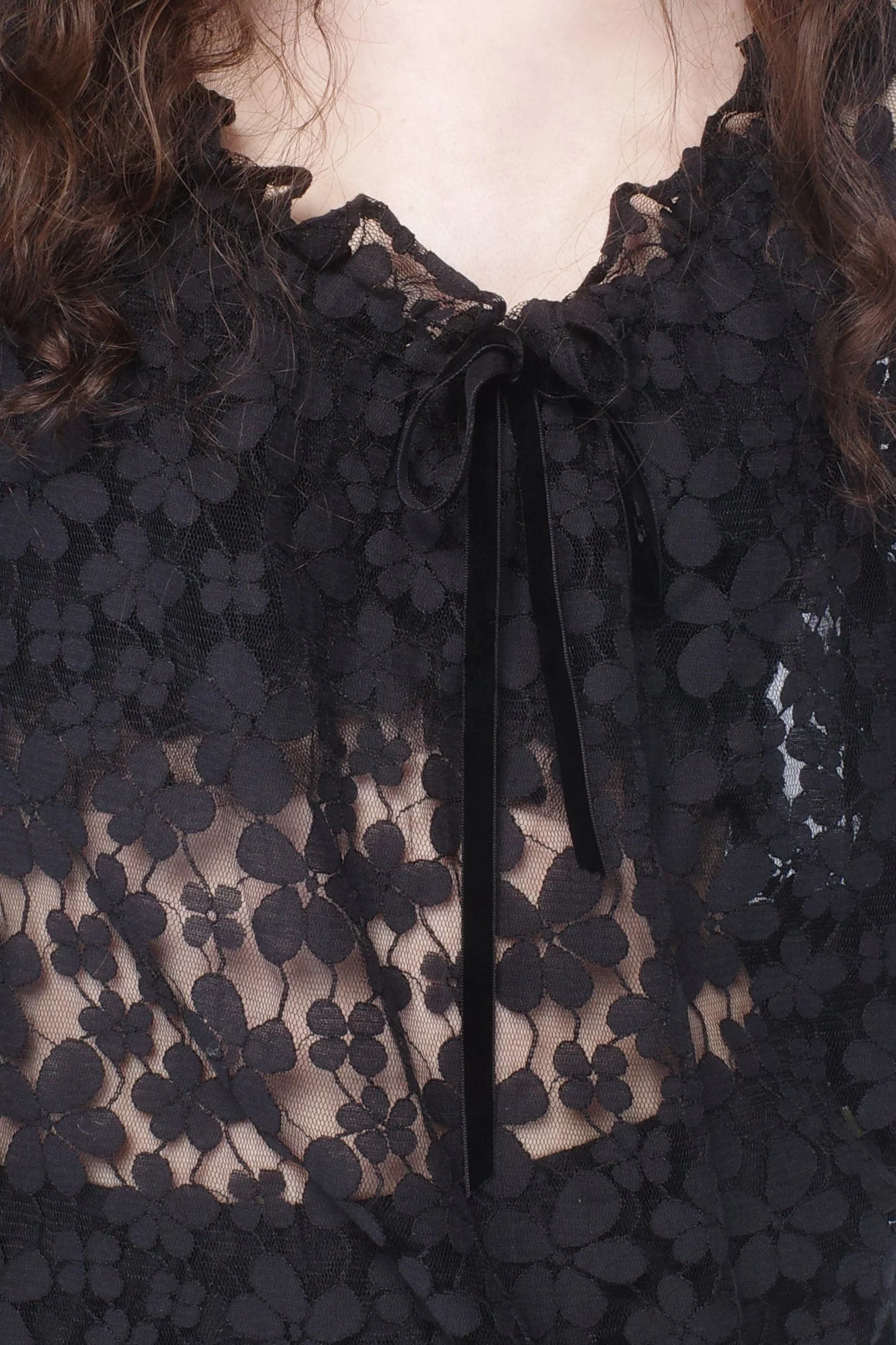 Shadow Blossom Tulle Elastic Lace Blouse - Image 6