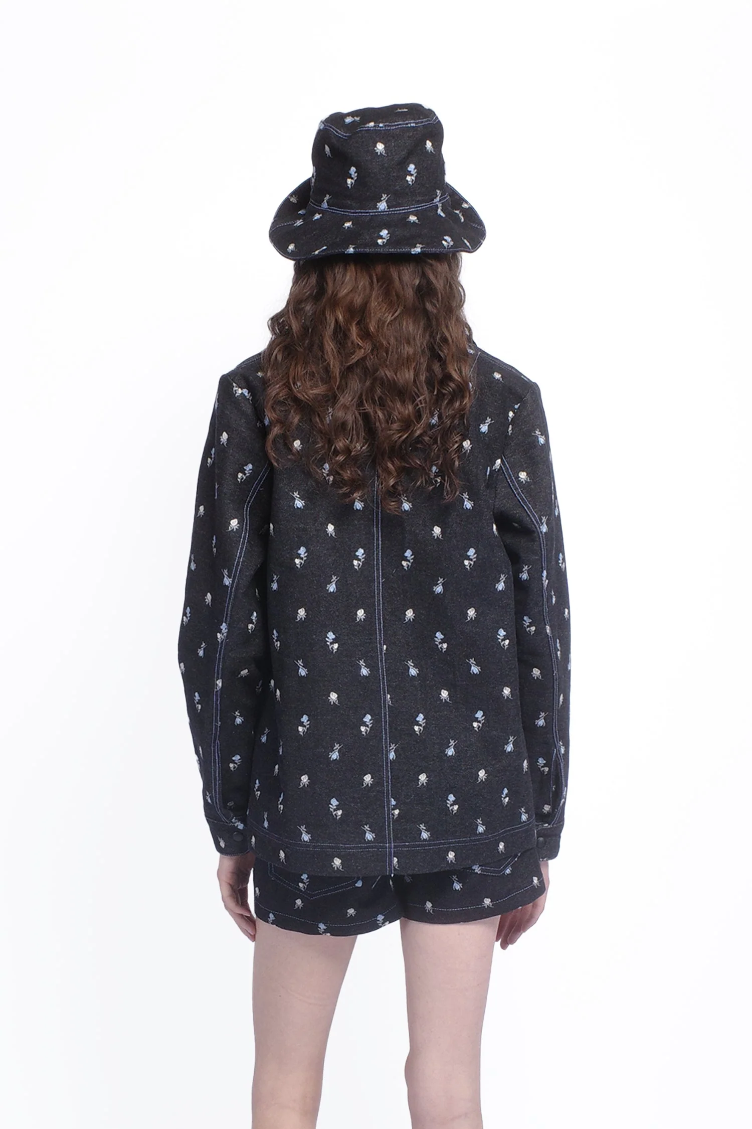 Denim Embroidered Roses Barn Jacket - Image 5