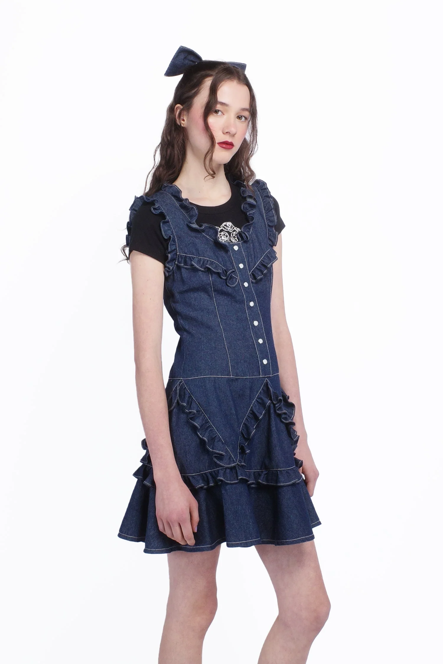 Denim Ruffle Dress - Image 3