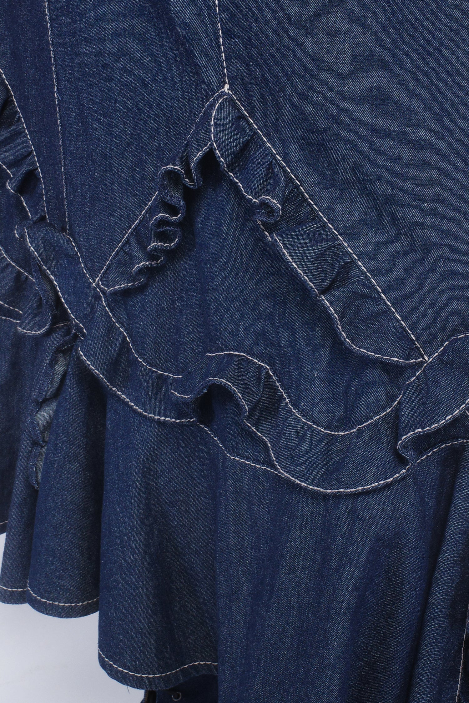 Denim Ruffle Maxi Skirt - Image 6