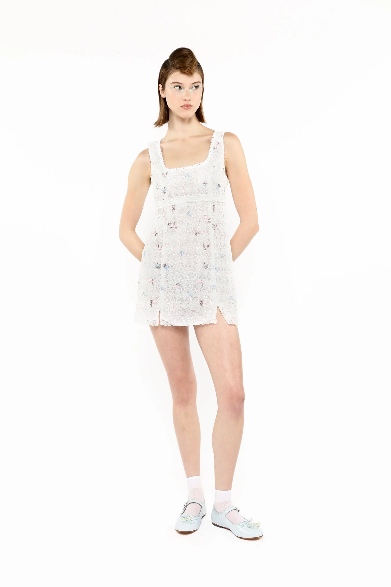 Embroidered Lacey Trellis Mini Dress - Image 2