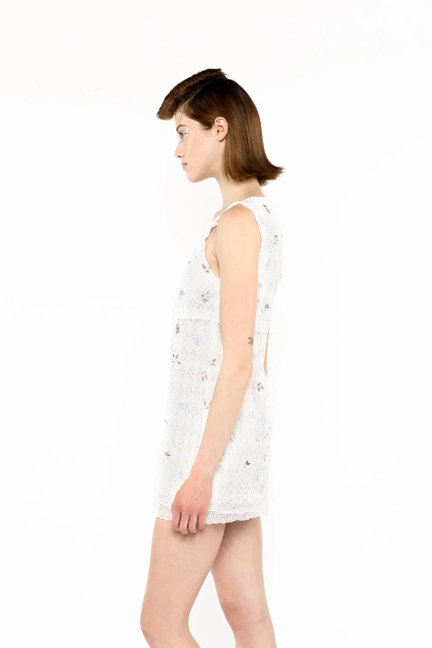 Embroidered Lacey Trellis Mini Dress - Image 3