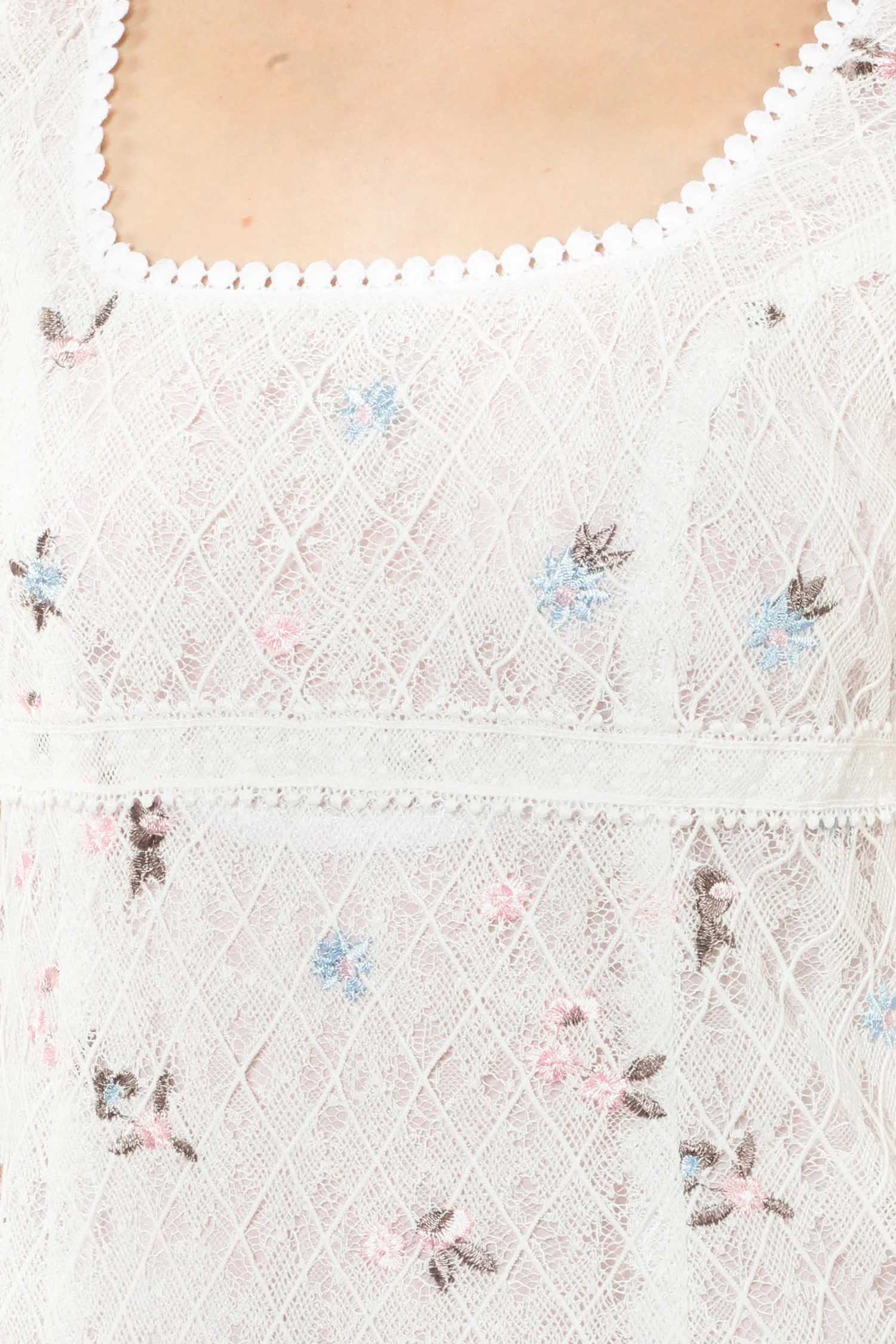 Embroidered Lacey Trellis Mini Dress - Image 7