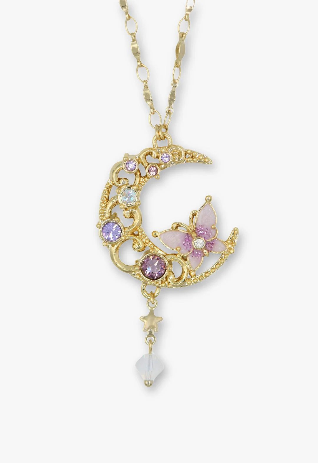 Enchanted Butterfly Moon Necklace - Gold - Image 2