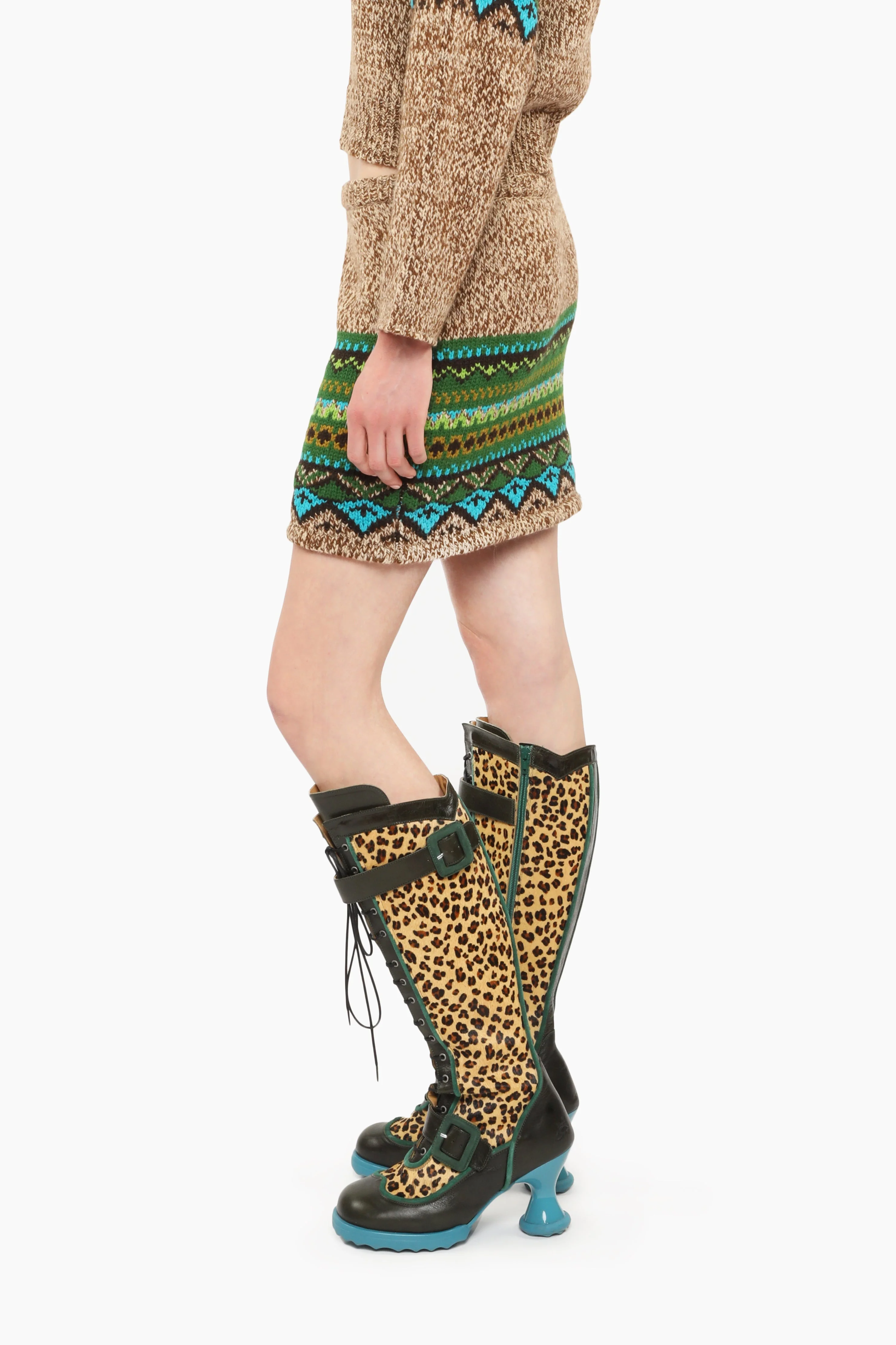 Fair Isle Mini Skirt - Teal - Image 4