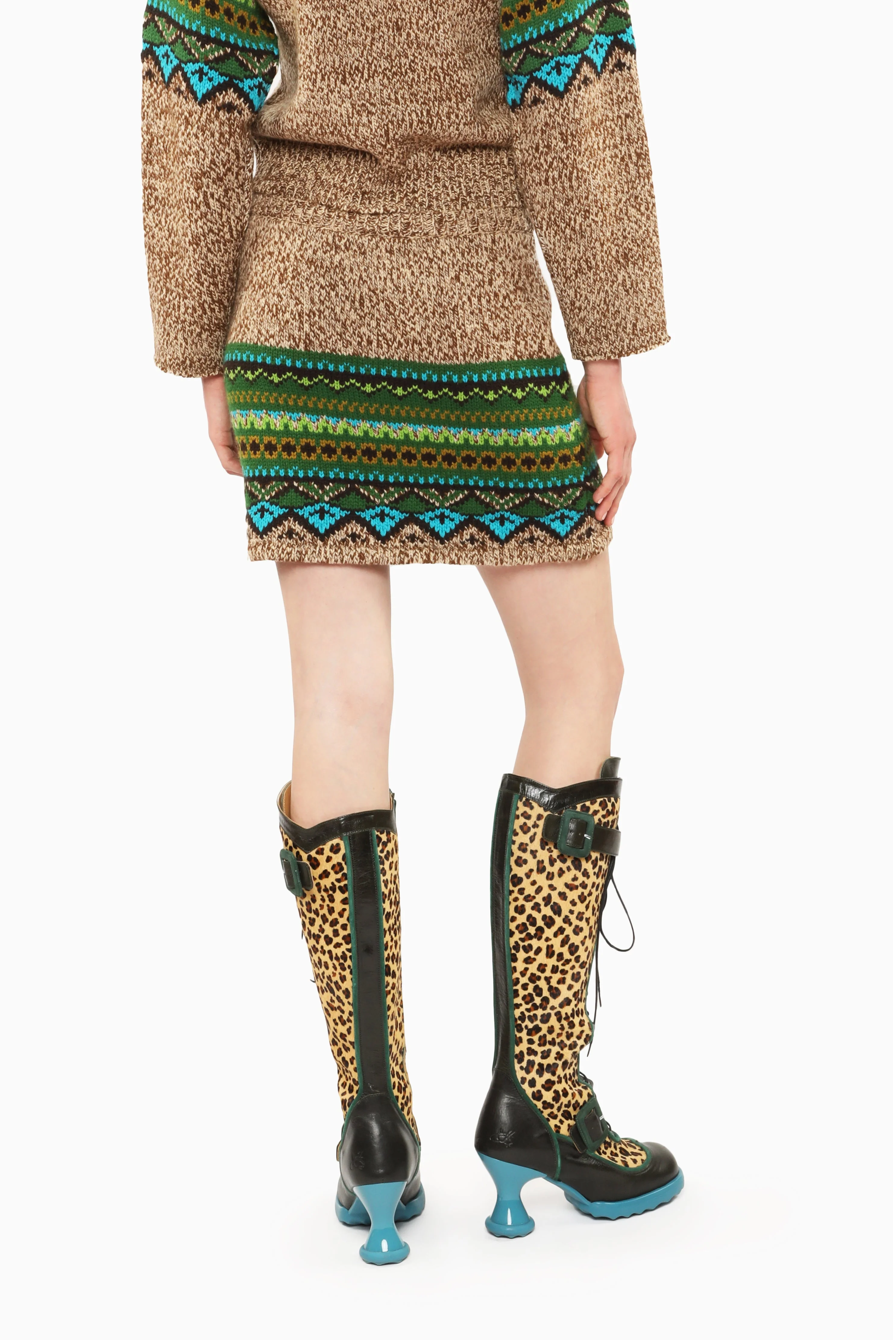 Fair Isle Mini Skirt - Teal - Image 5