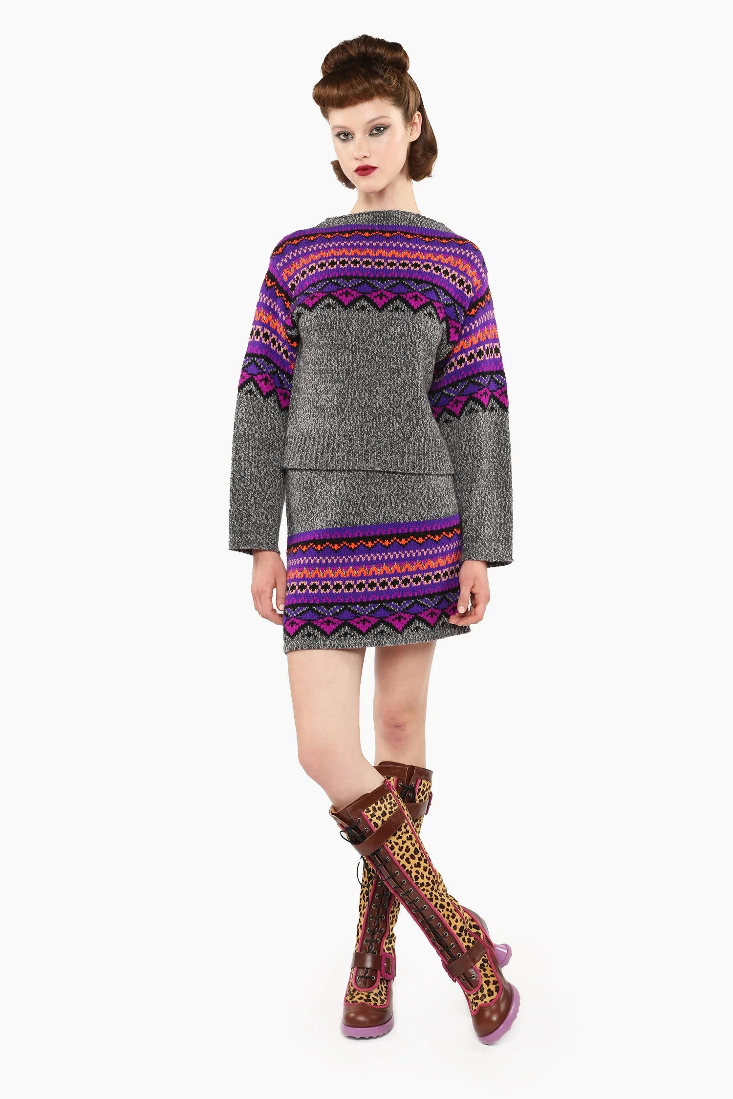 Fair Isle Sweater - Magenta - Image 3