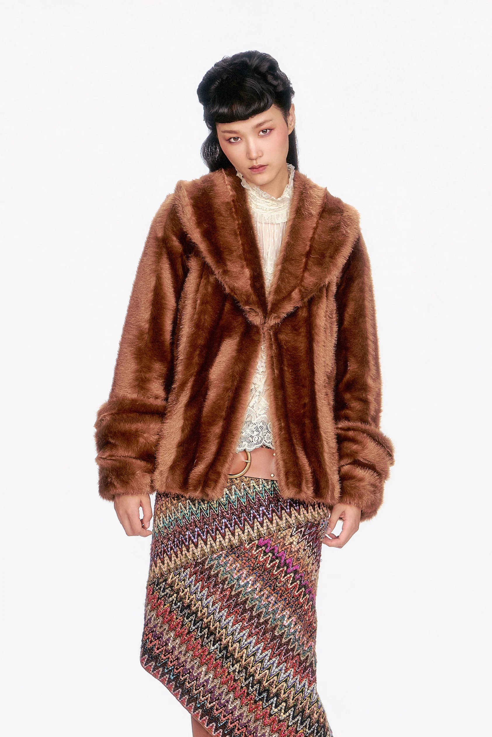 Faux Mink Swing Coat