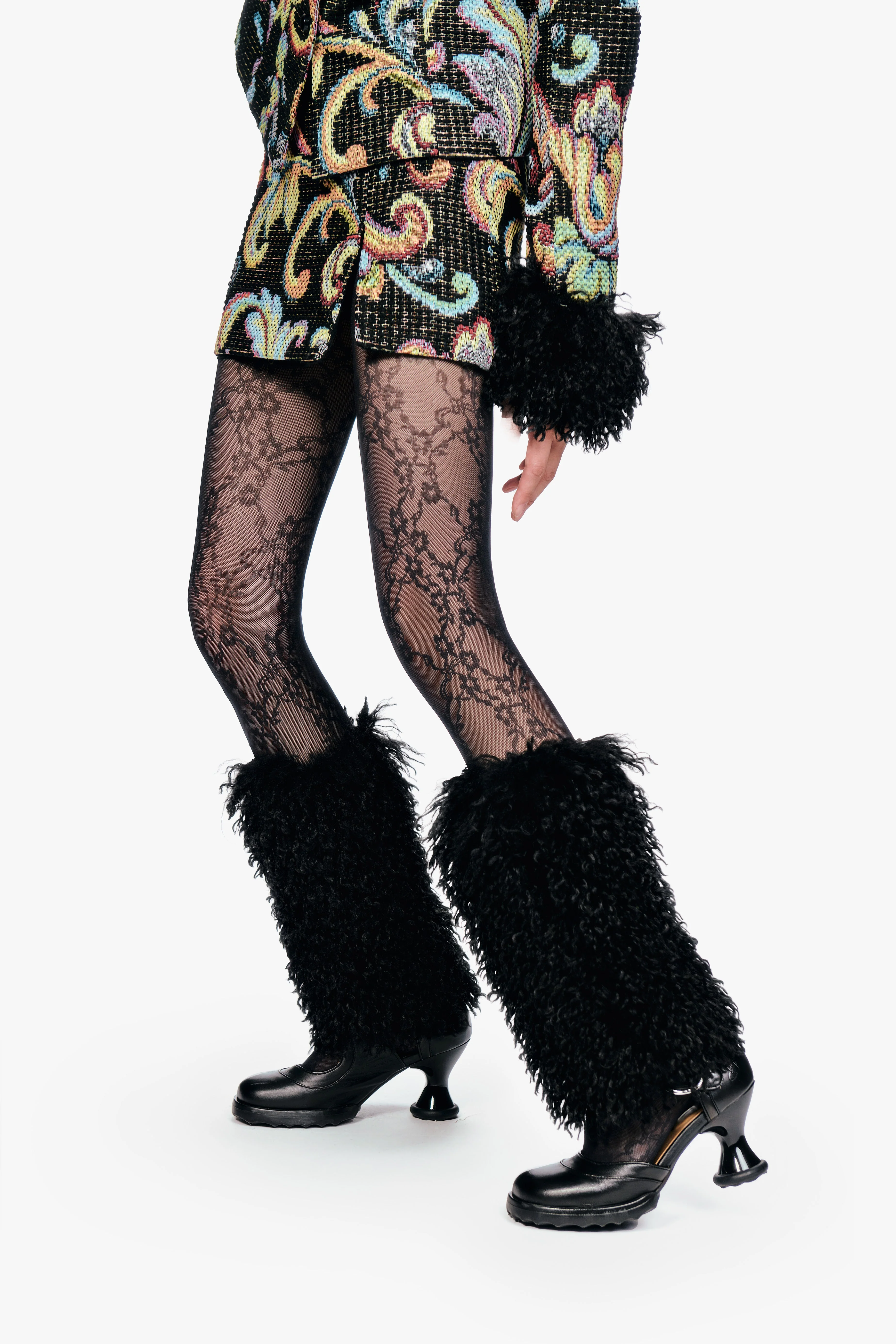 Faux Fur Leg Warmers - Black - Image 4