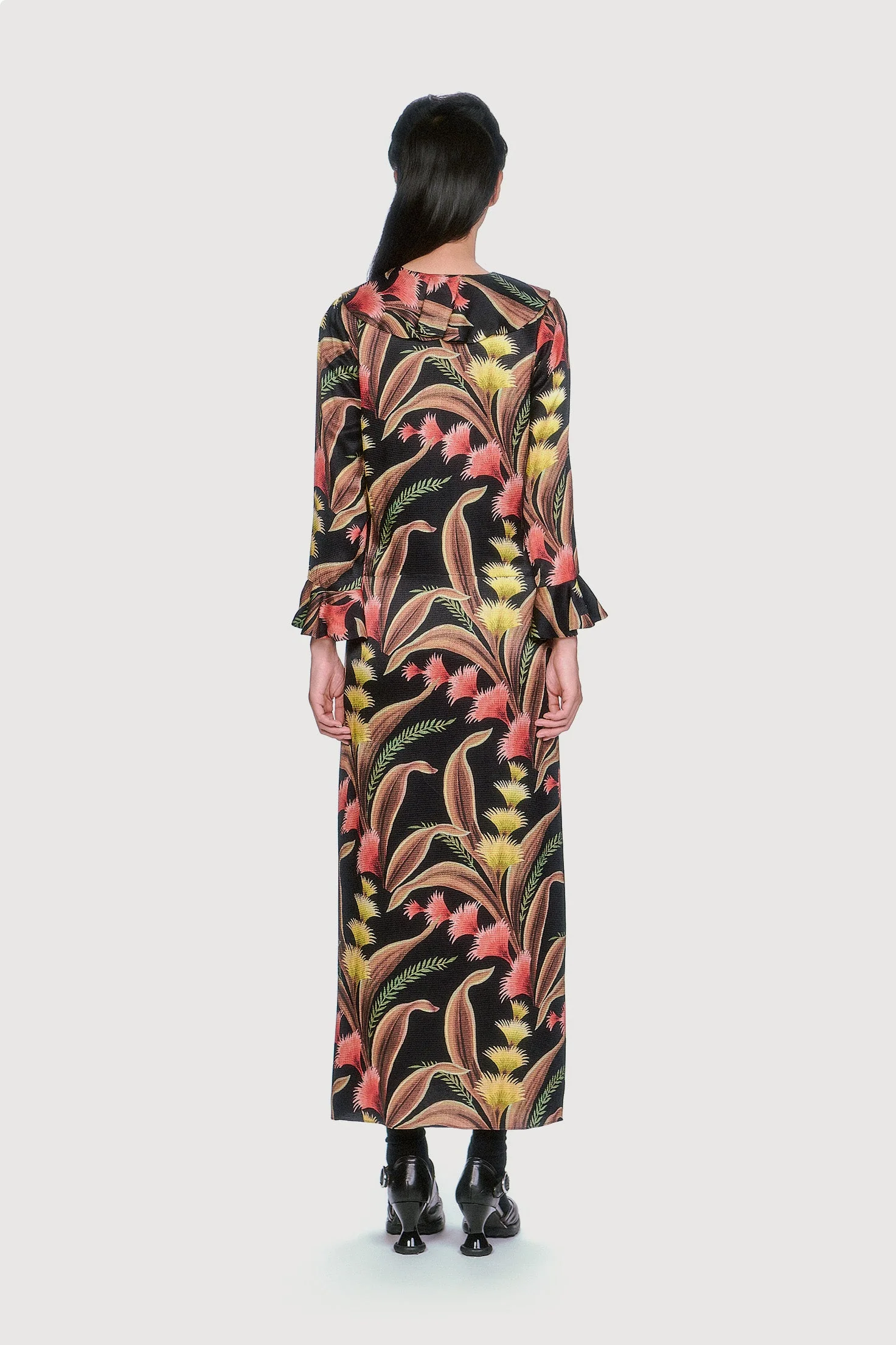 Feather Fern Crinkle Rayon Ruffle Tie Dress - Image 4