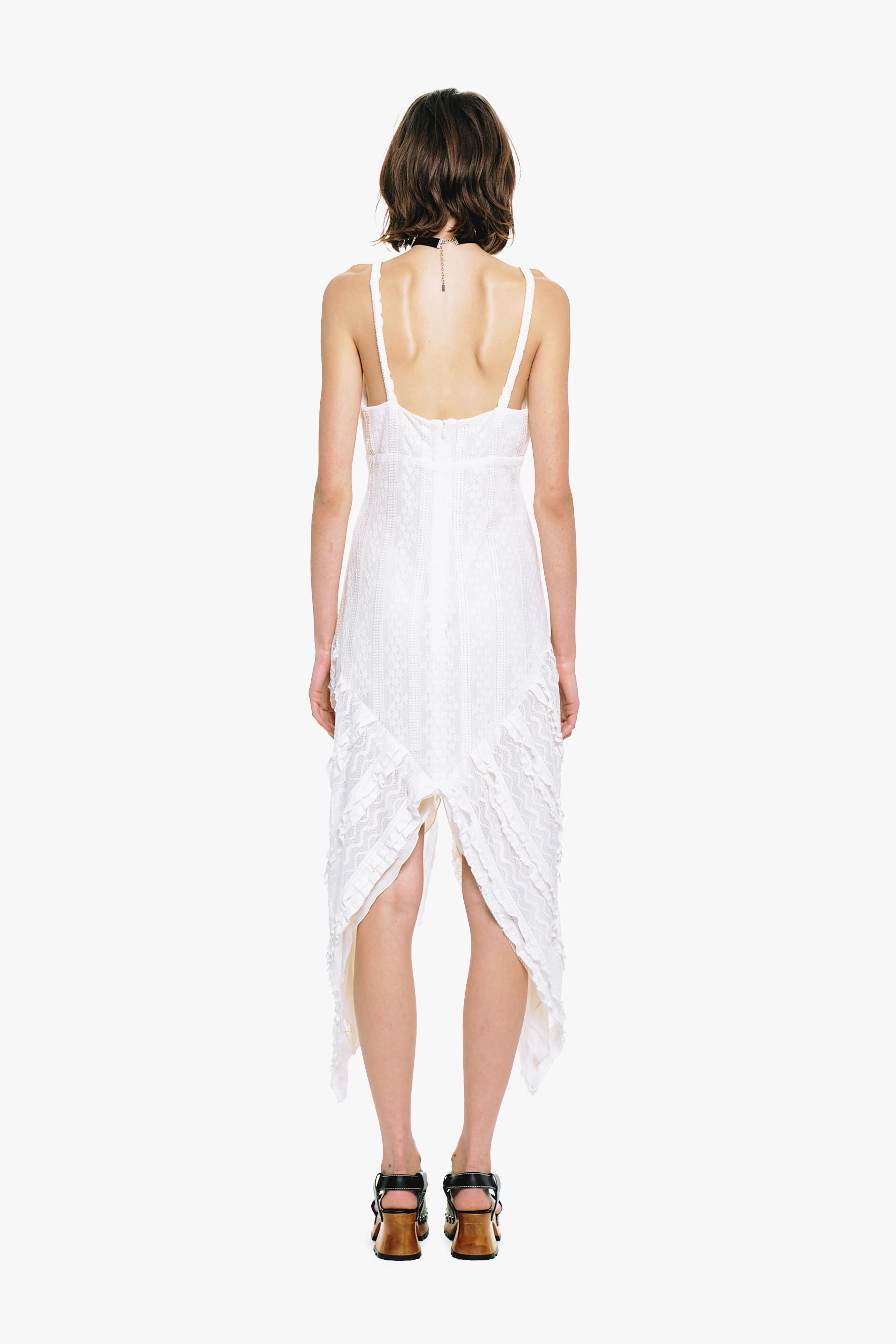 Floral Ruffle Stretch Lace Handkerchief Dress - Image 4