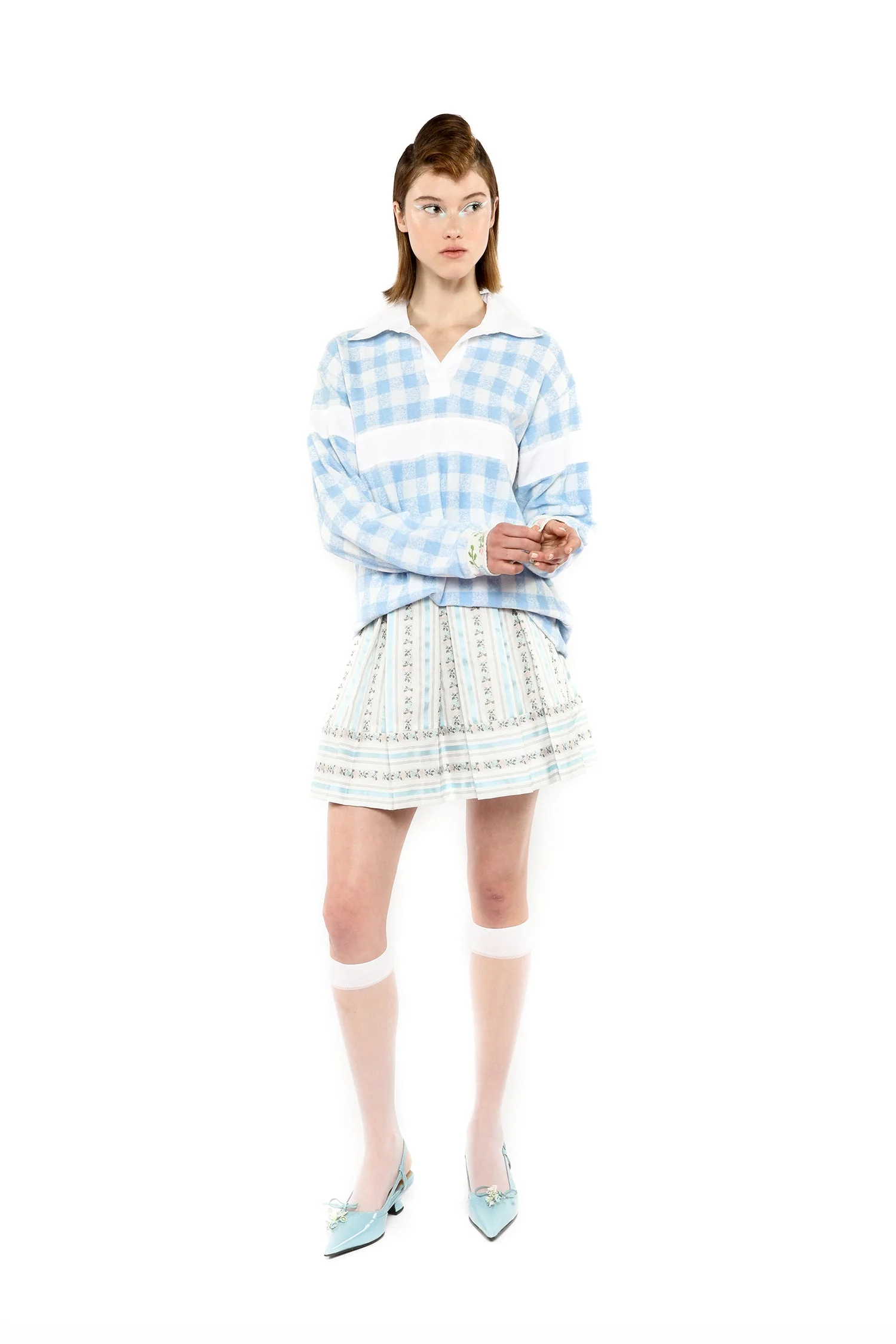 Gingham Terry Long Sleeve Top - Image 6
