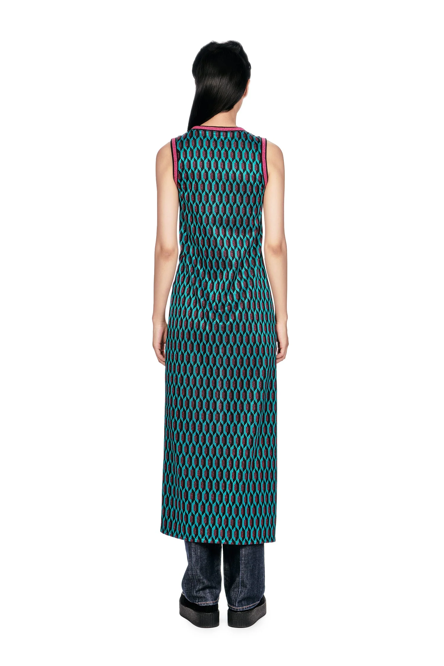 Glitter Geo Jacquard Long Vest - Image 3