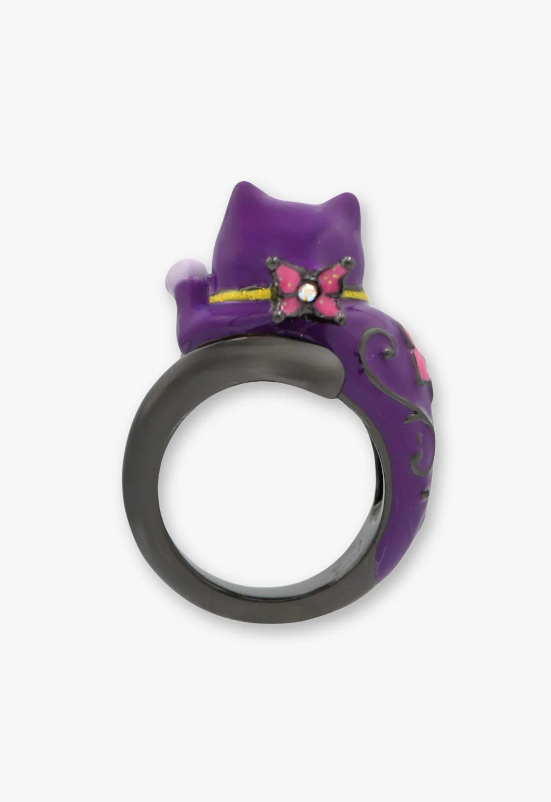 Lucky Cat Flower Ring- Gunmetal - Image 3
