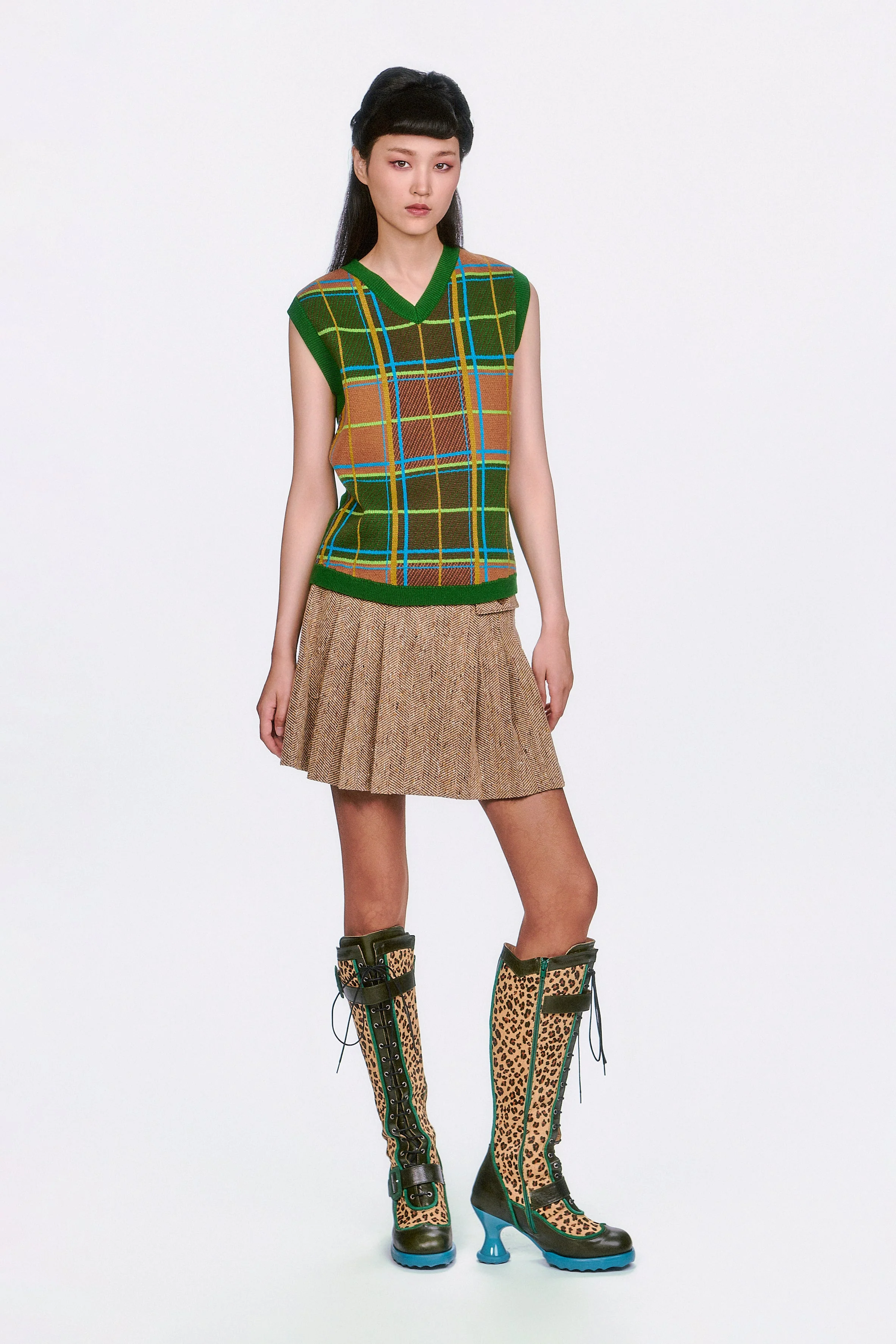Herringbone Pleated Skirt - Image 3