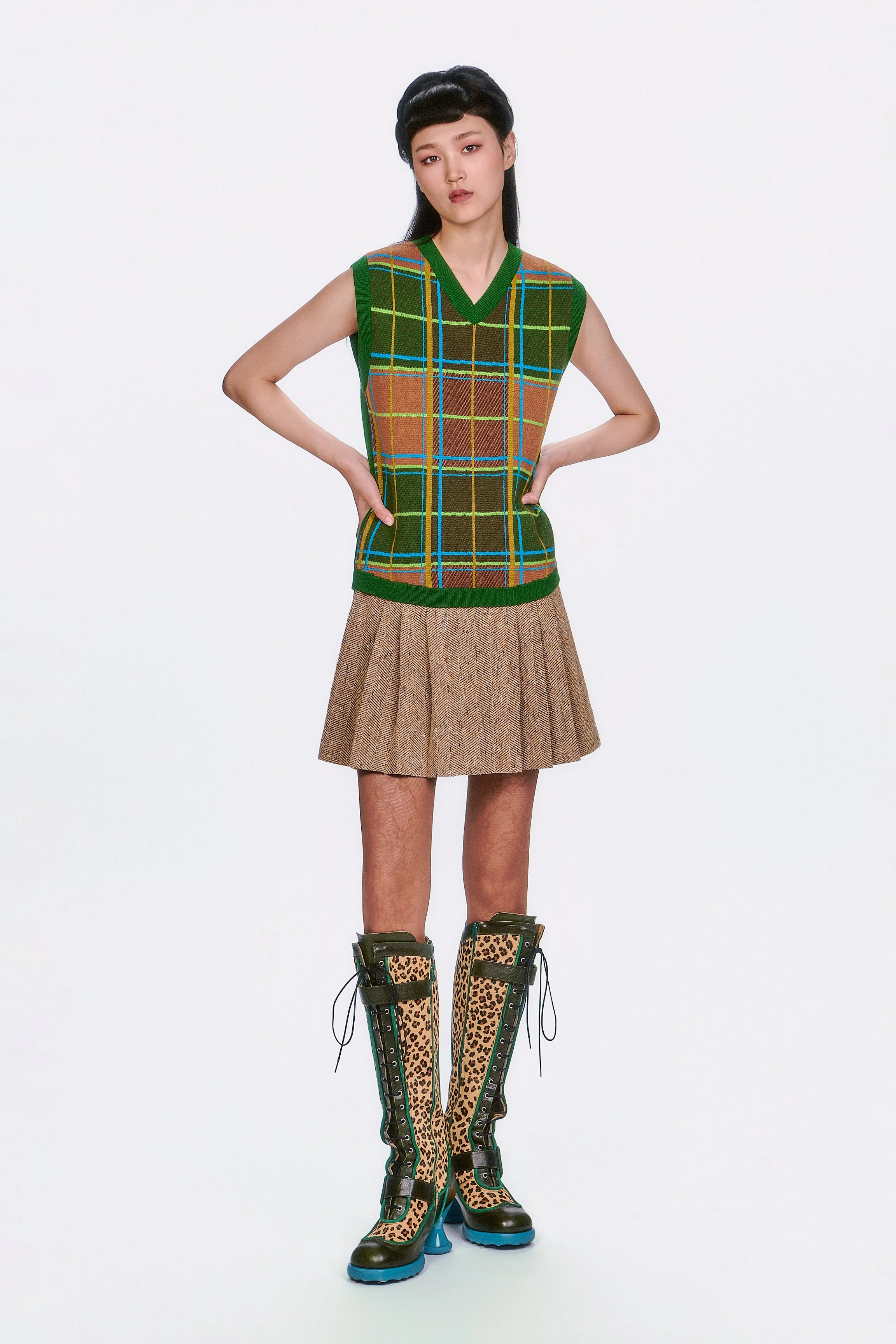 Herringbone Pleated Skirt - Image 6