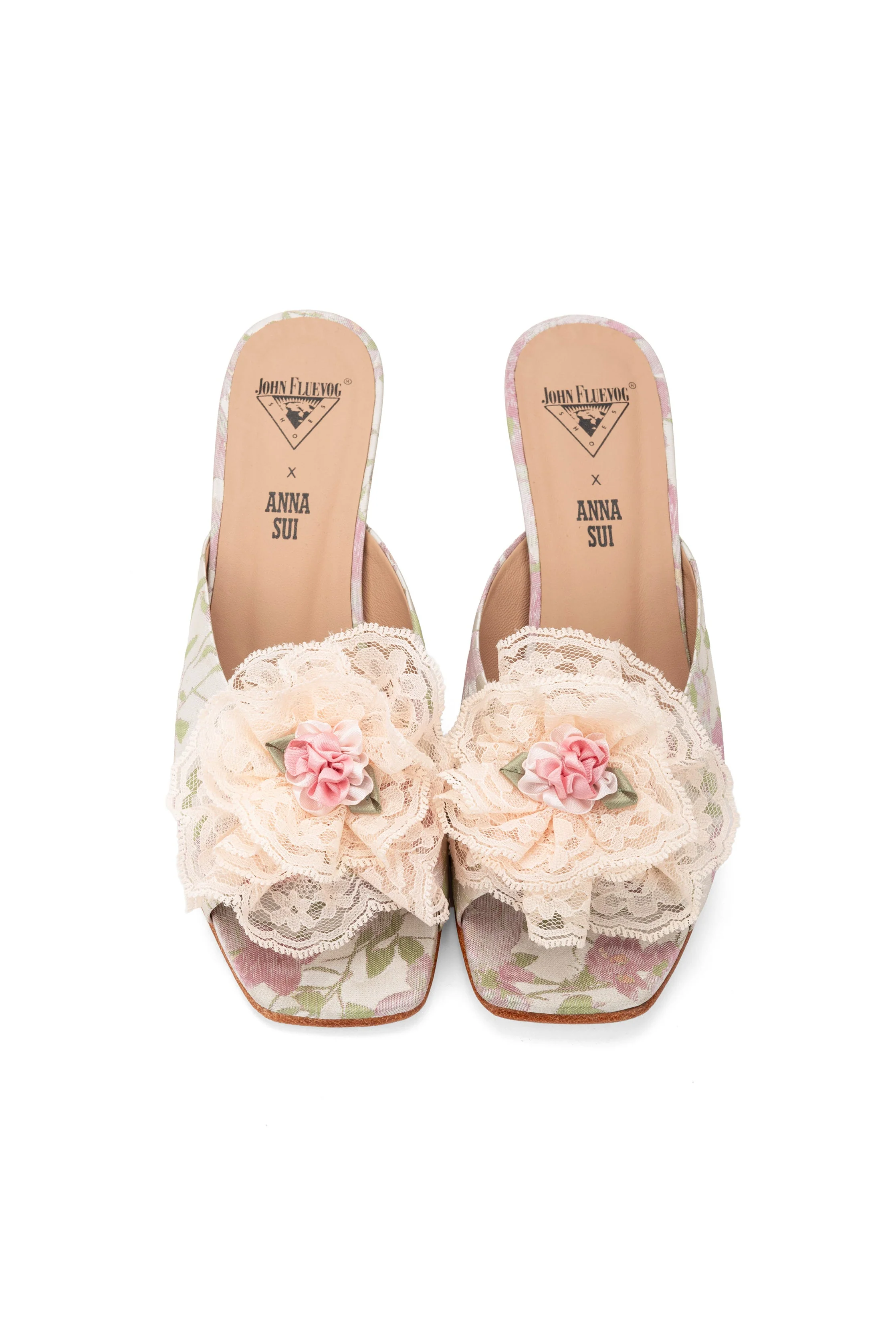 John Fluevog x Anna Sui Brocade Mules- Pink - Image 3