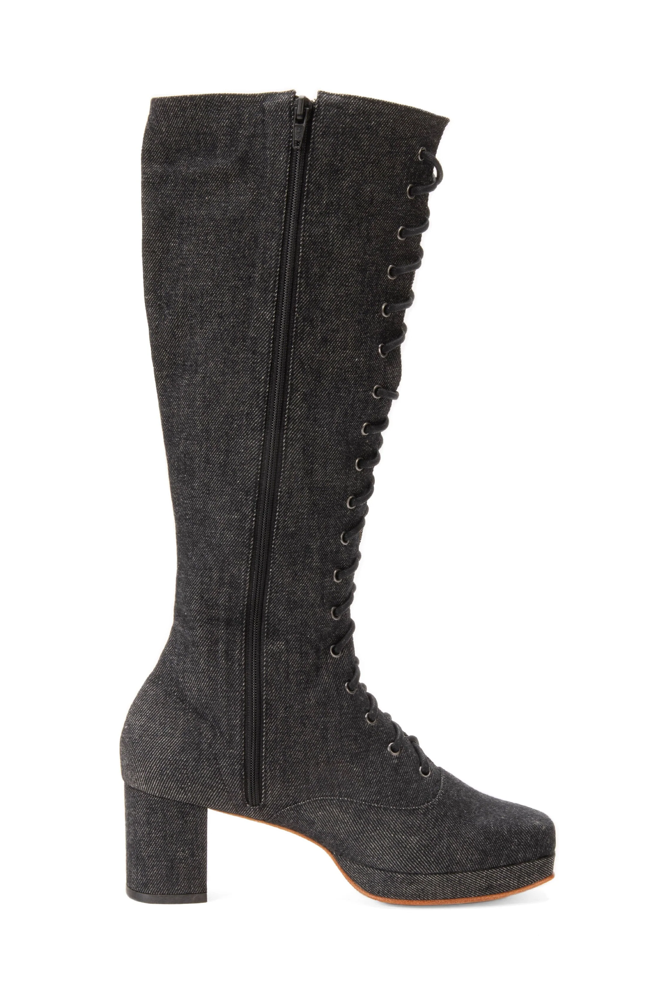 John Fluevog x Anna Sui Butterfly Boots - Black Denim - Image 5