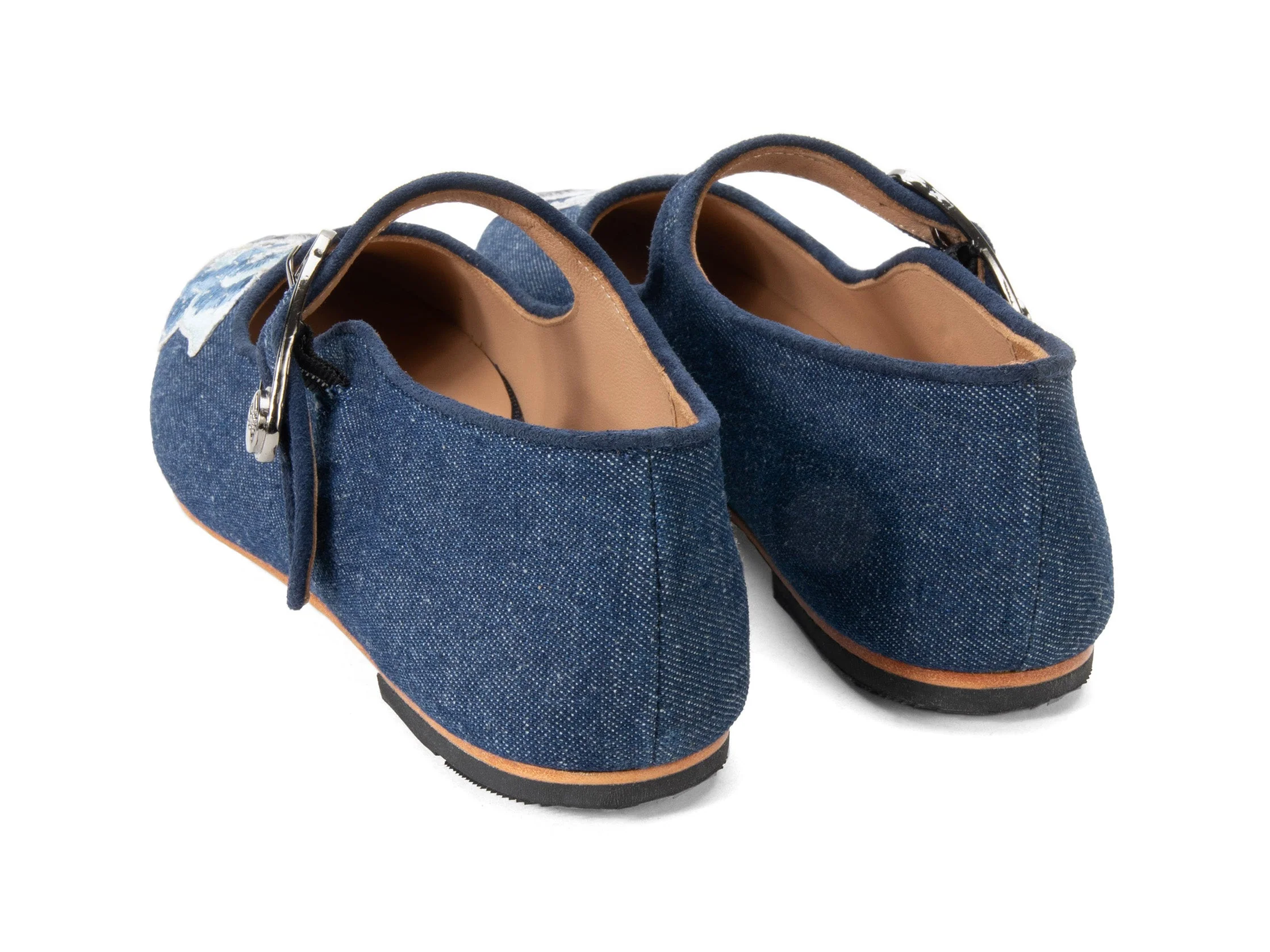 John Fluevog x Anna Sui Butterfly Mary Janes - Denim Blue - Image 4