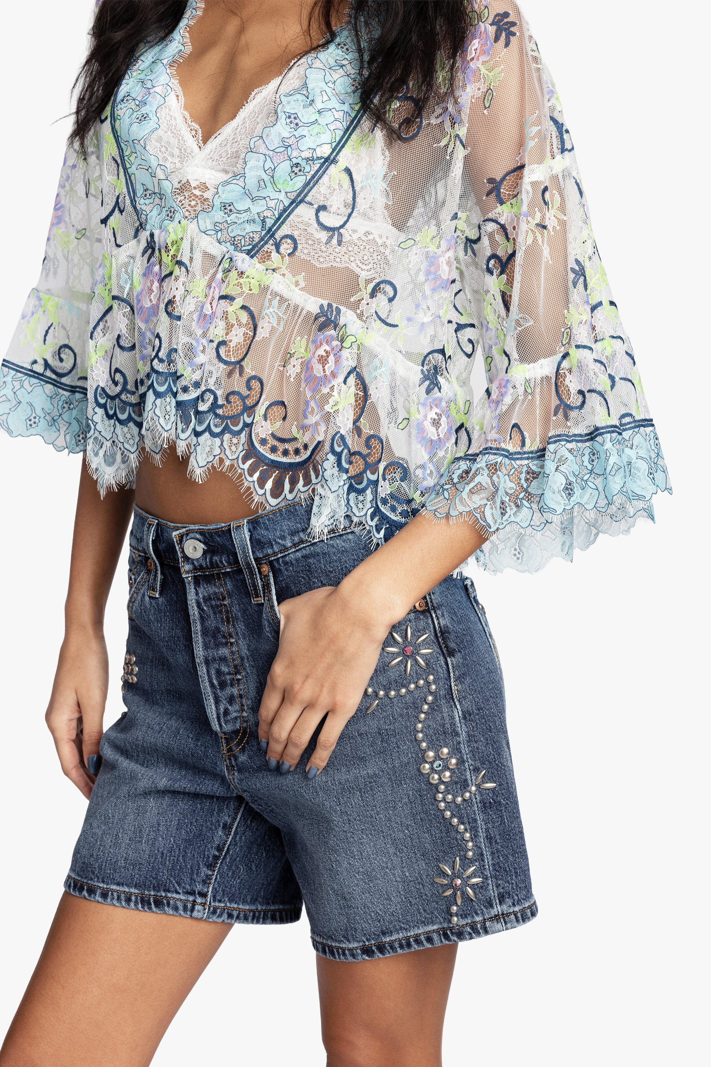 Lady Chatterley's Lace V-Neck Top - Image 2