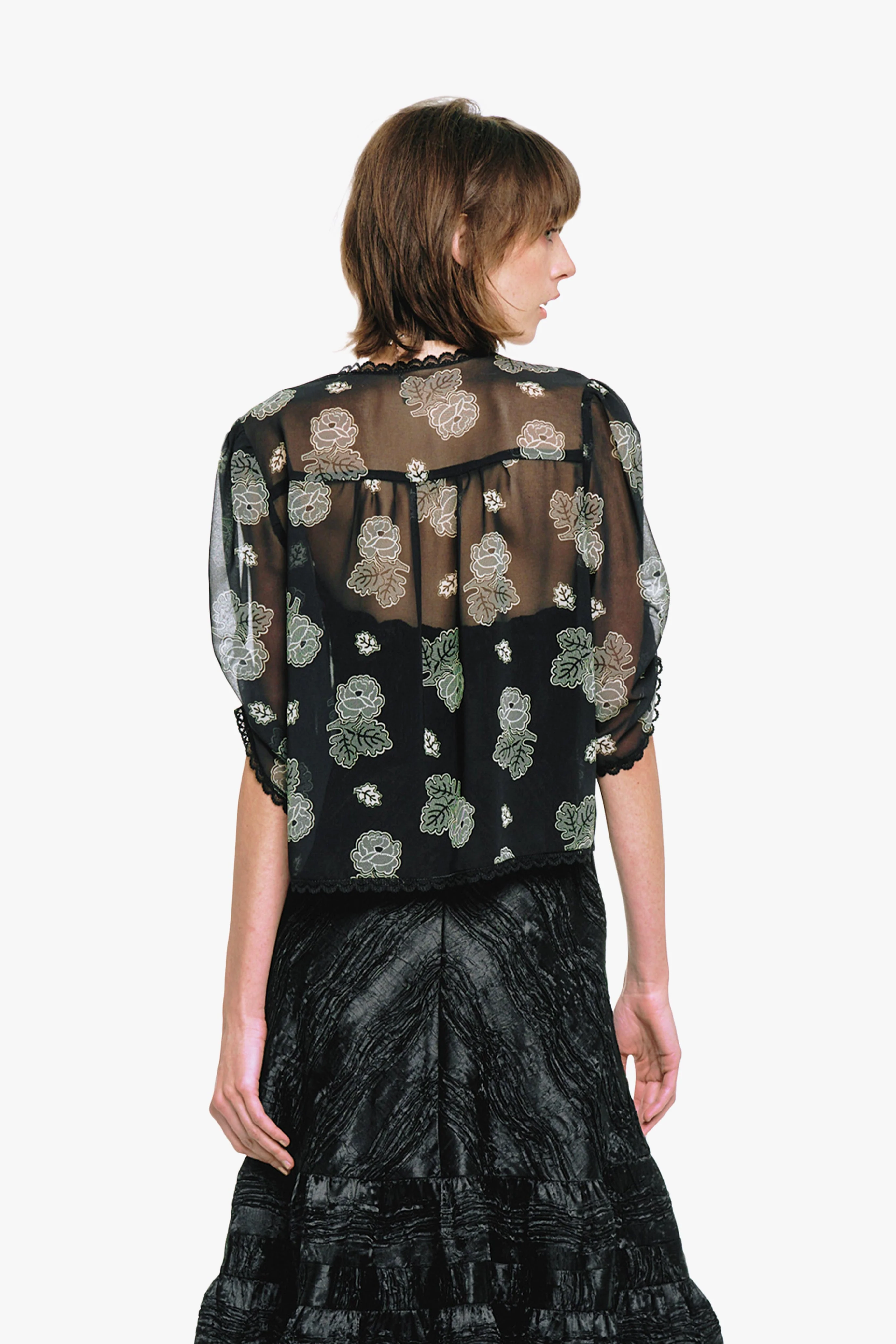 Lily and Roses Chiffon Combo Embroidered Bed Jacket - Image 5