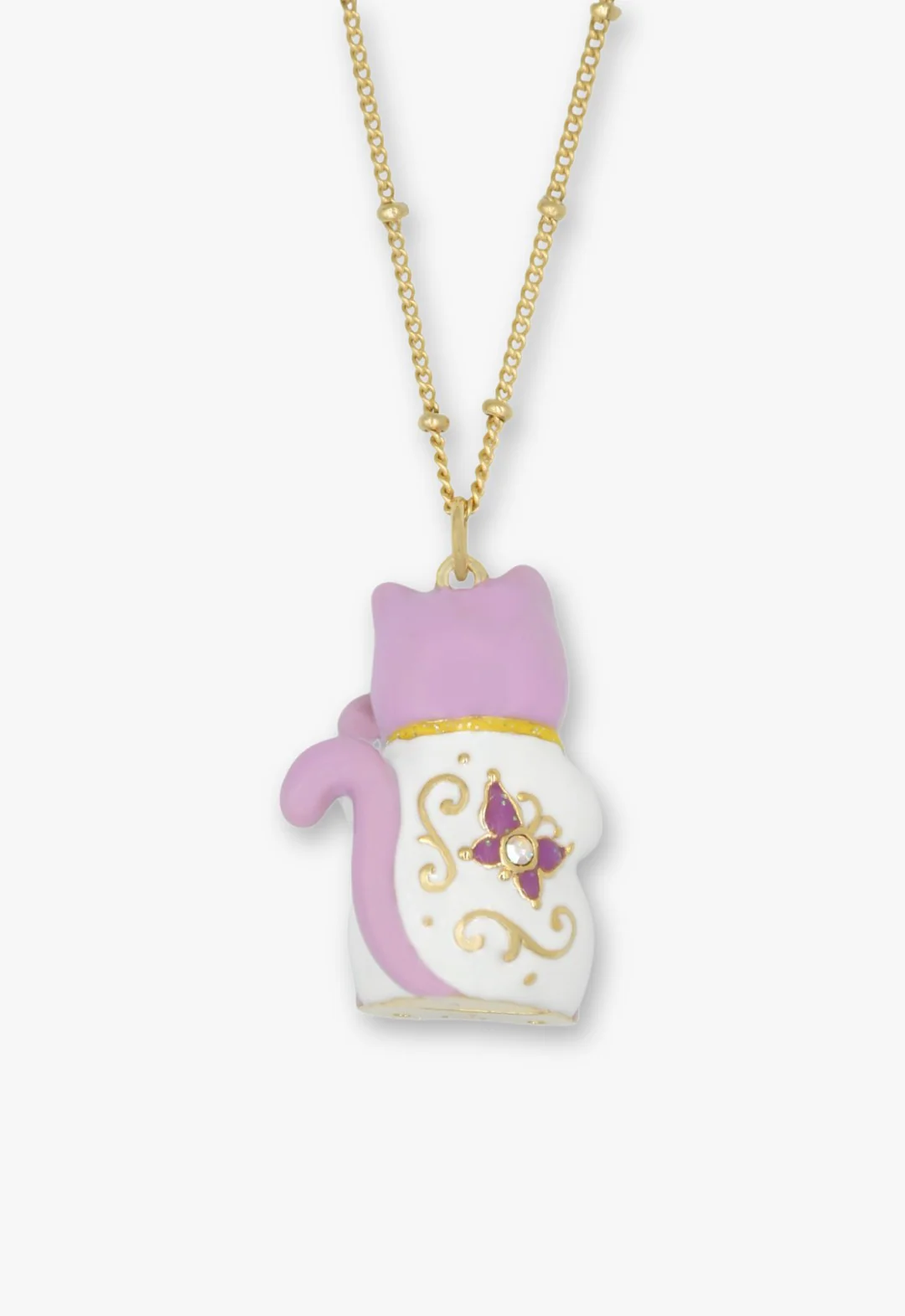Lucky Cat Flower Necklace- Gold - Image 3