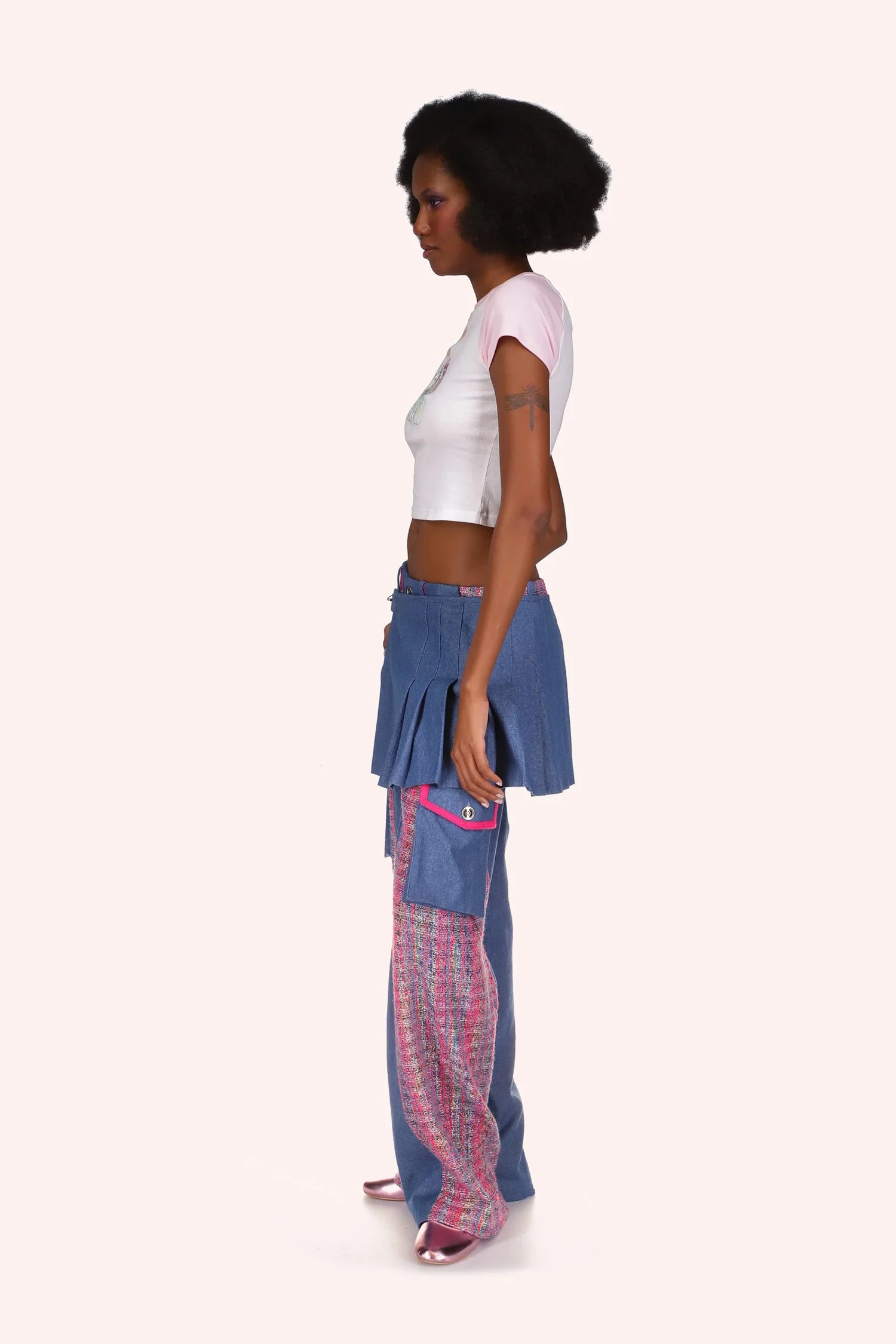 Micro Ribbed Raglan Baby Tee Pink - Image 4