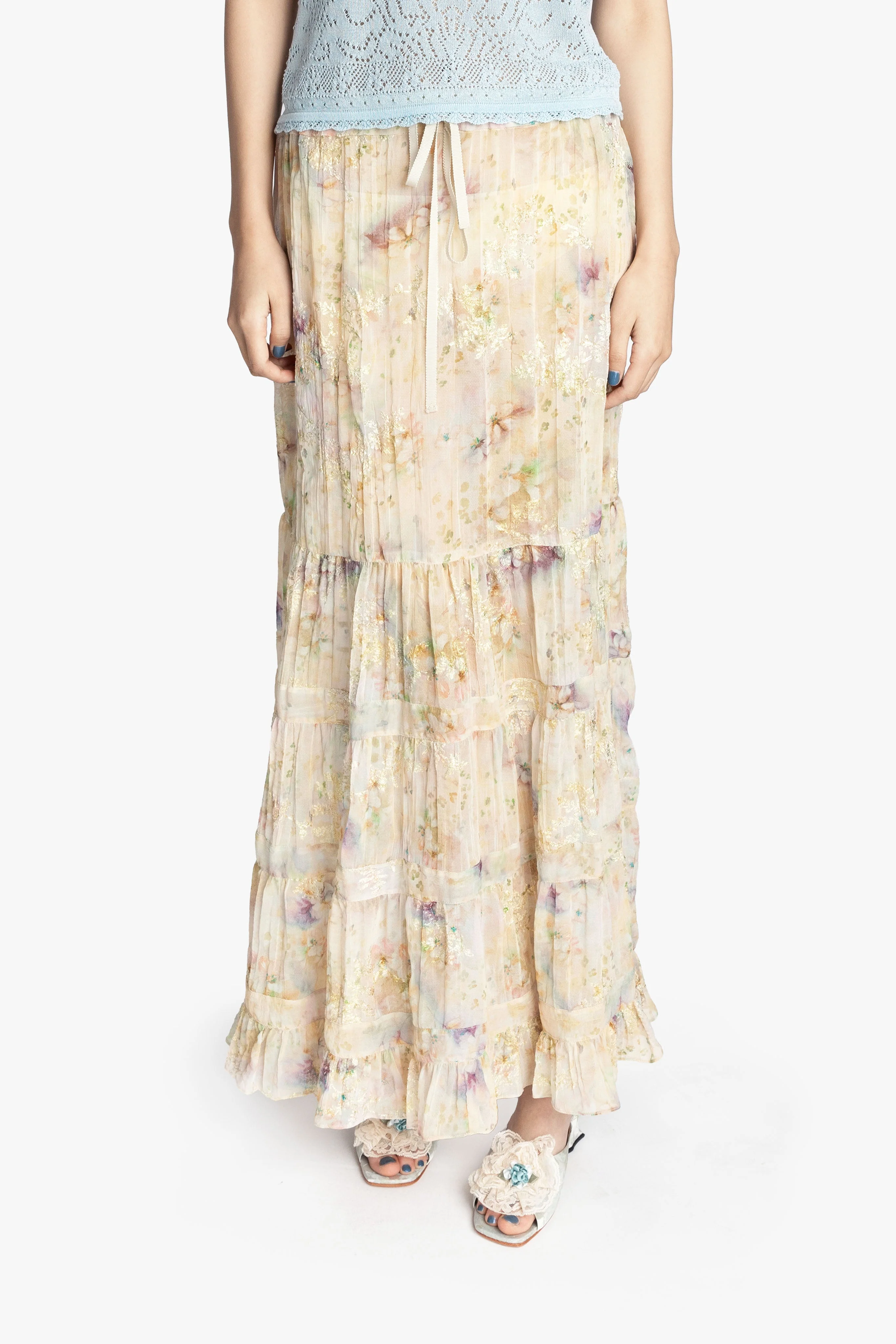 Oasis Blooms Tiered Skirt