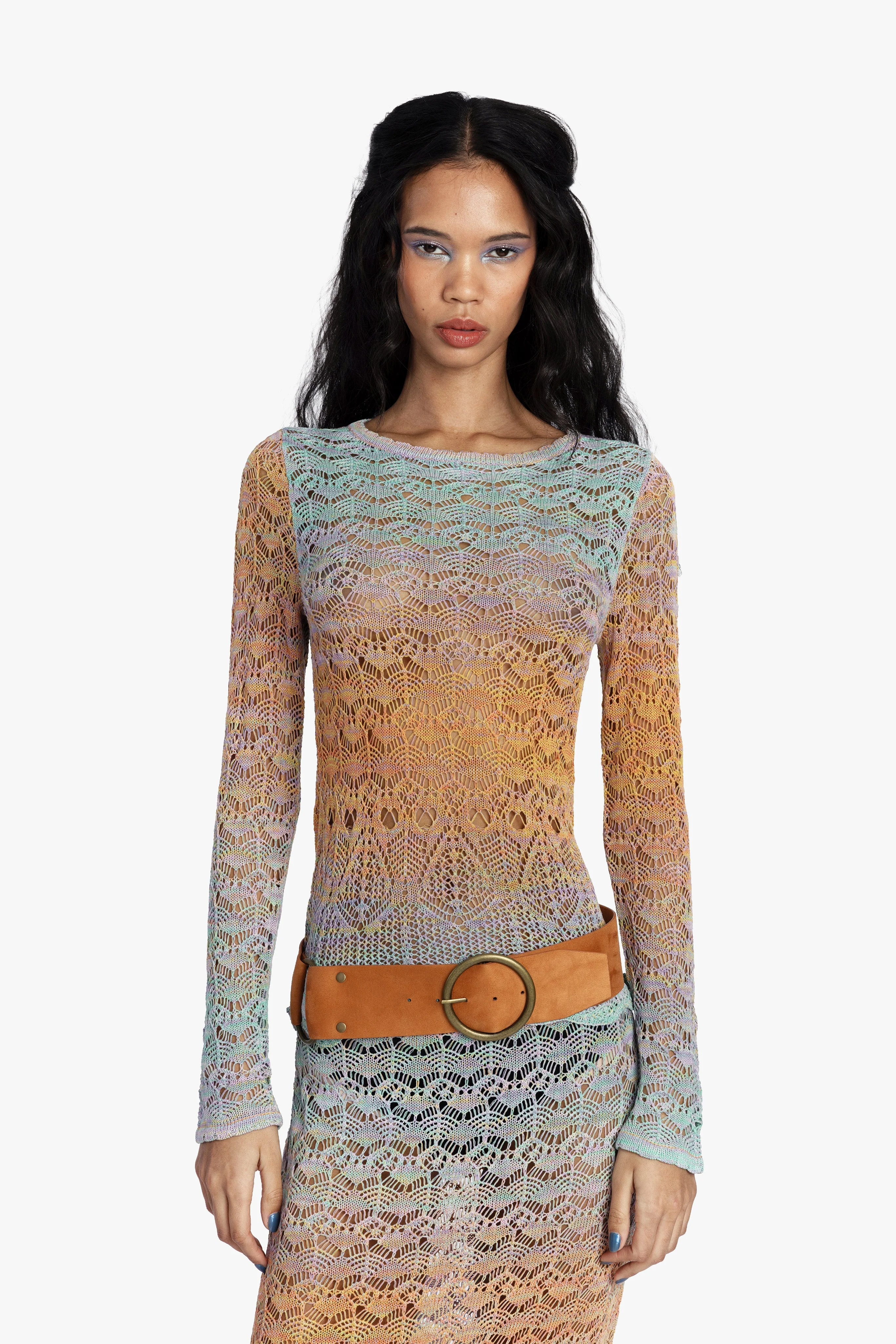 Ombre Space Dye Crochet Top - Sunset