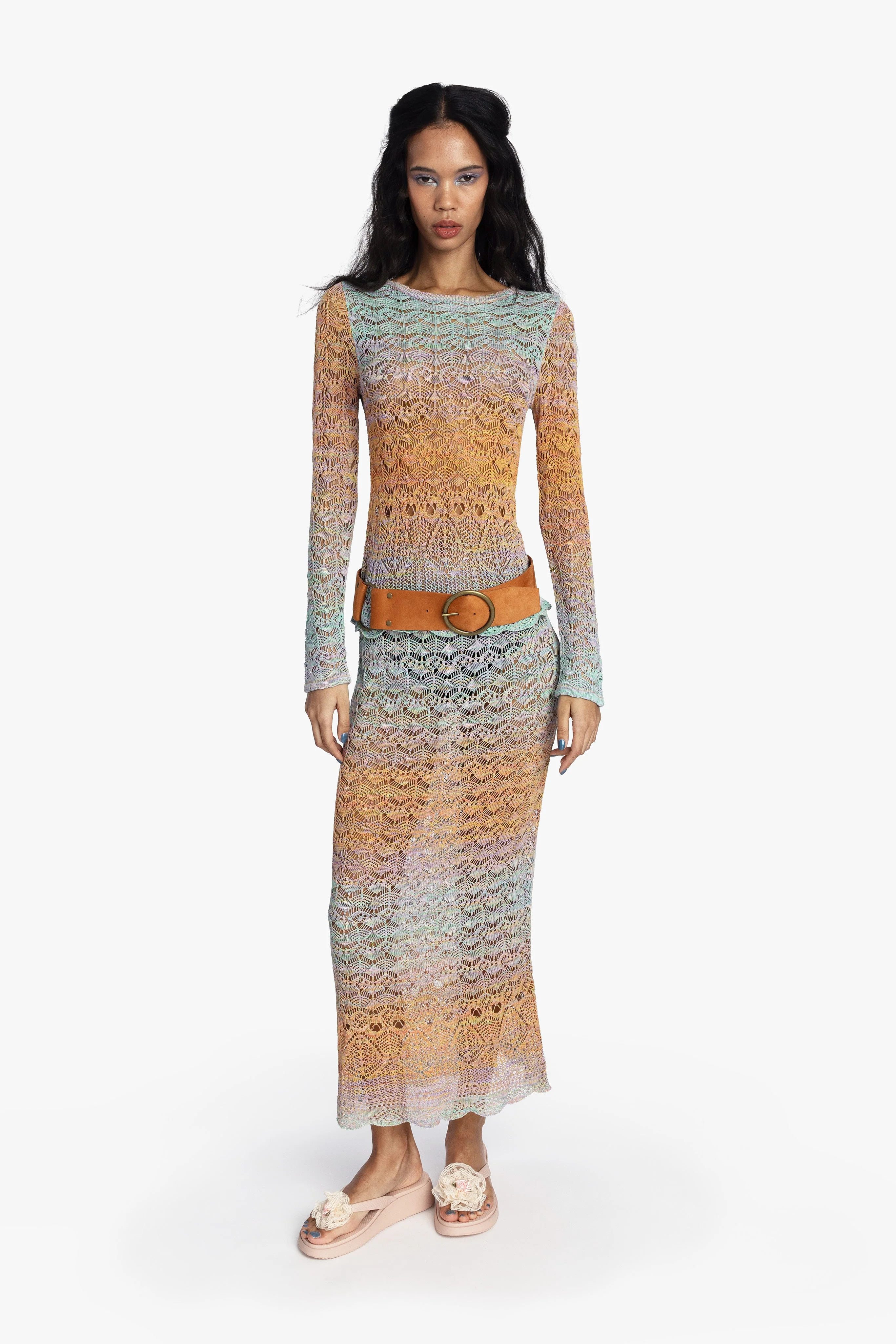 Ombre Space Dye Crochet Top - Sunset - Image 3