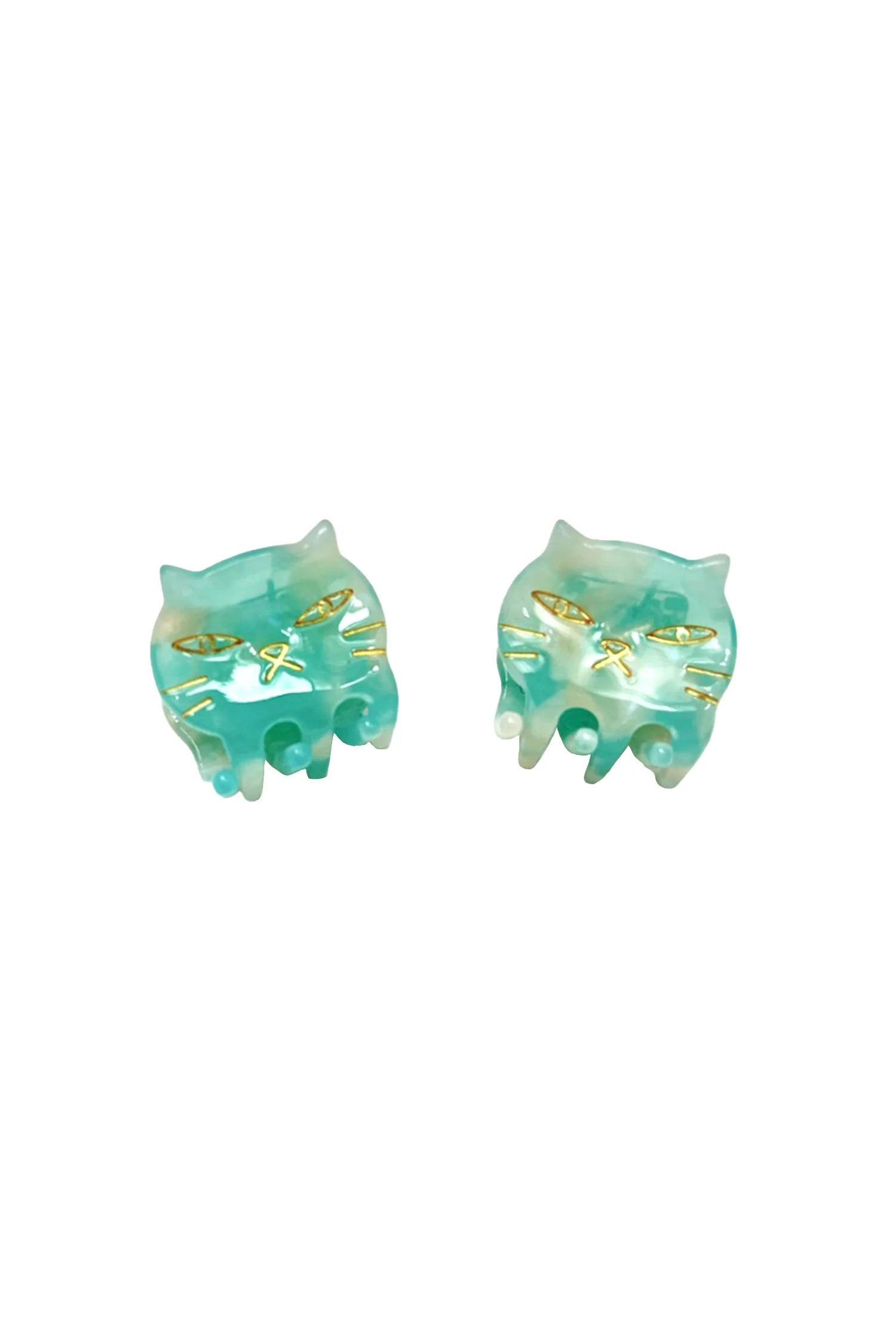Pastel Meow Cat Jaw Pair Aqua