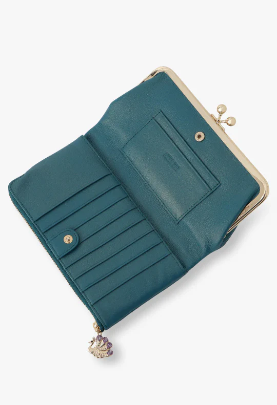 Peacock Embossed Wallet - Turquoise - Image 3