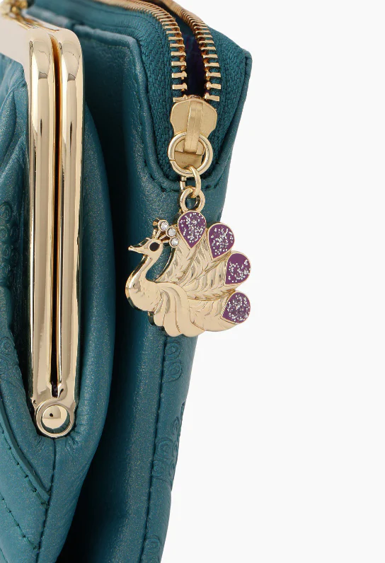 Peacock Embossed Wallet - Turquoise - Image 5
