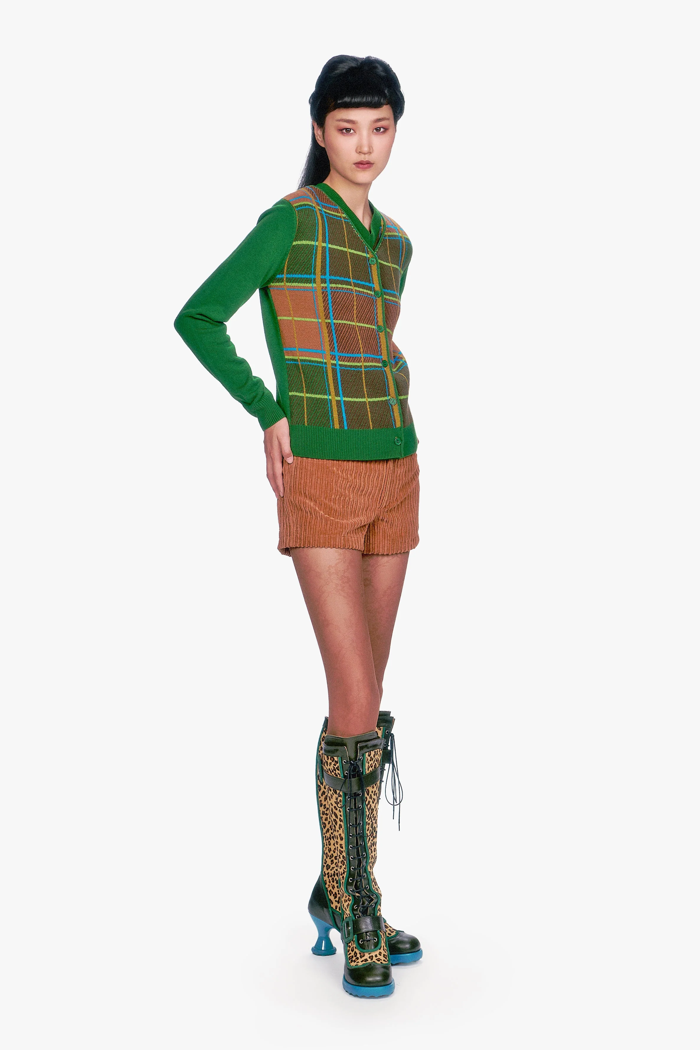 Plaid Cardigan - Leaf Green - Image 6