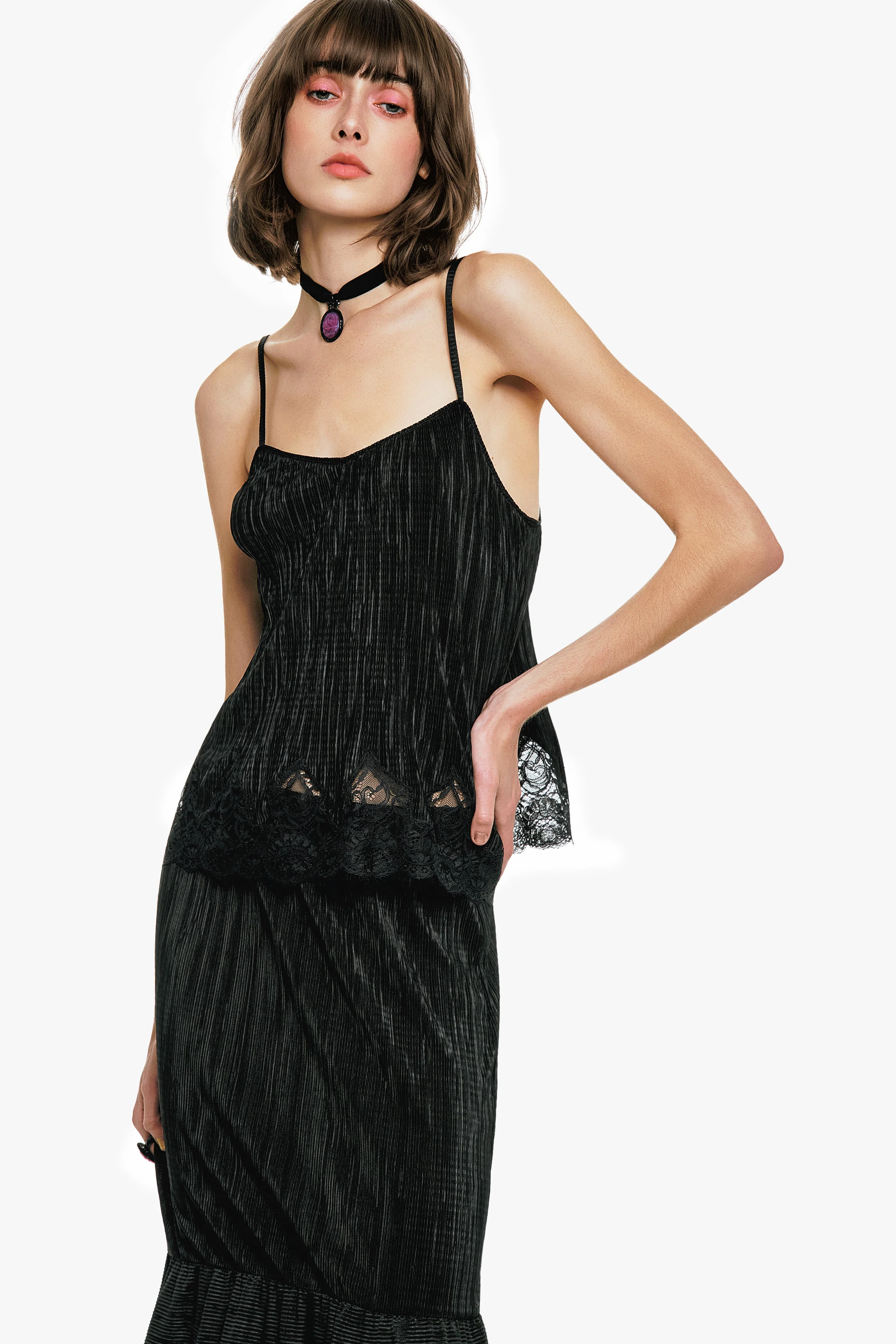 Plissé Lace Trimmed Cami Top - Image 6