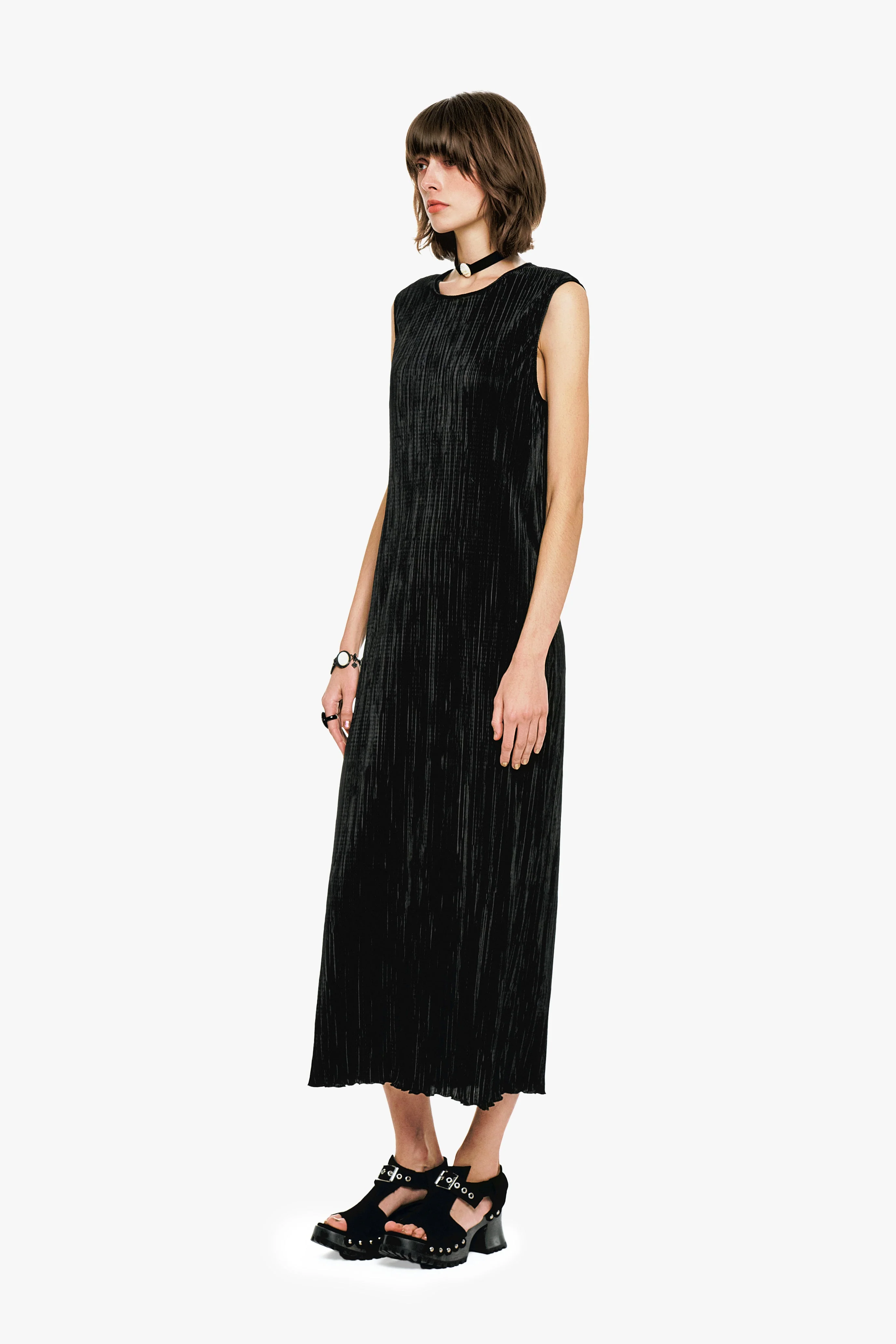 Plissé Sleeveless Maxi Dress - Image 3